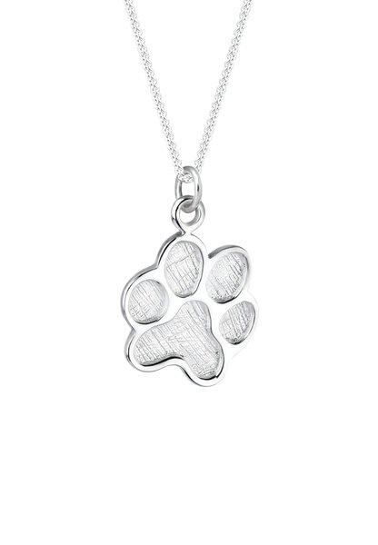Halskette Pfote Symbol Hund Katze Damen Silber 45cm von Elli
