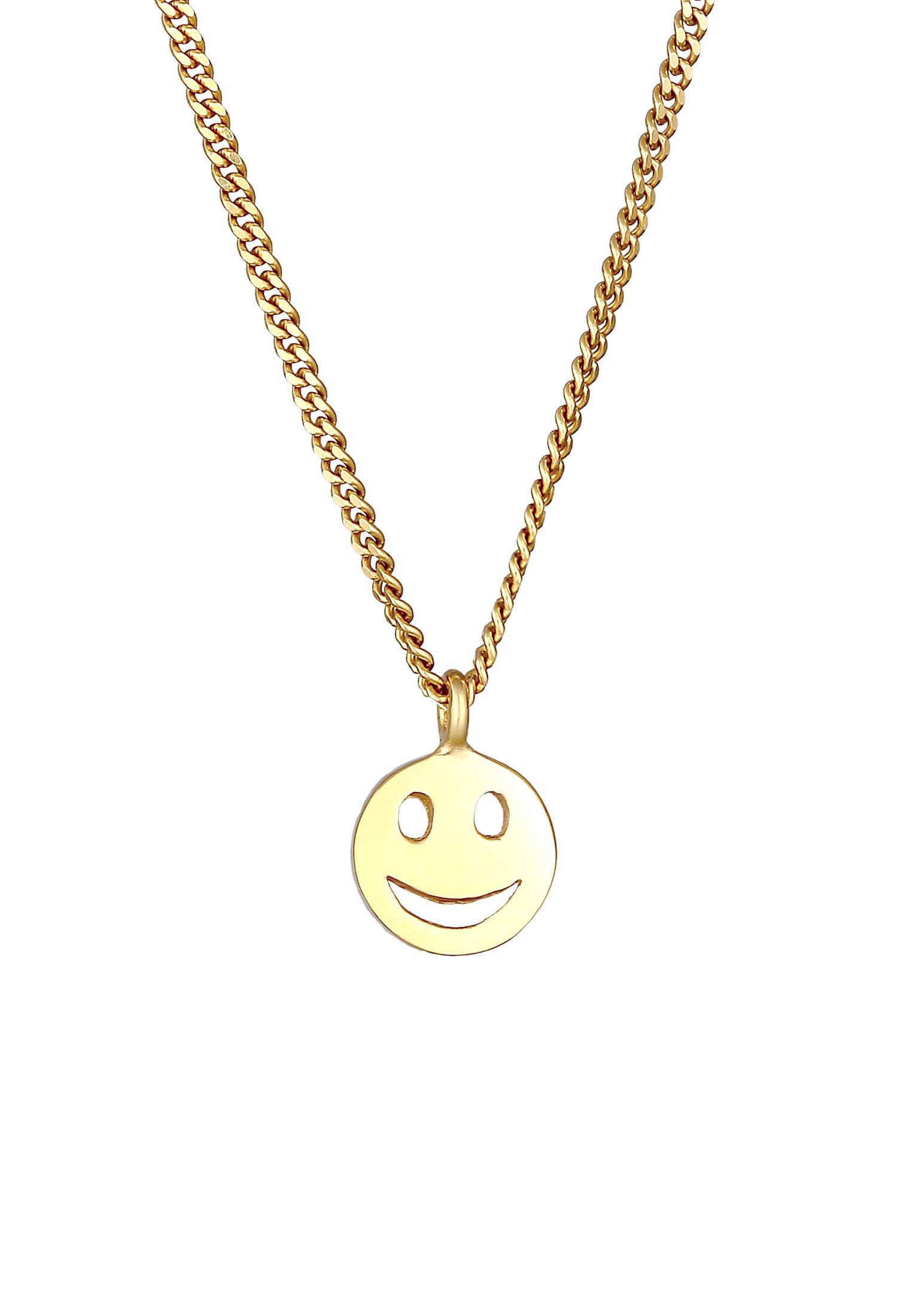Halskette Mit Smile Face Motif Damen Gold 40cm von Elli
