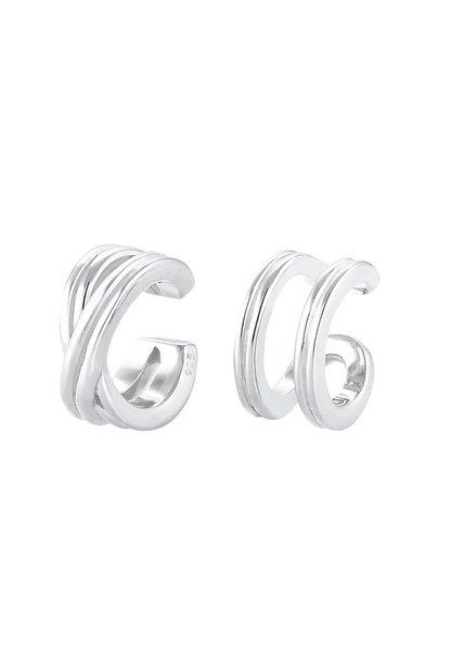 Ohrringe Basic Set Earcuff Klemme Minimal Damen Silber ONE SIZE von Elli