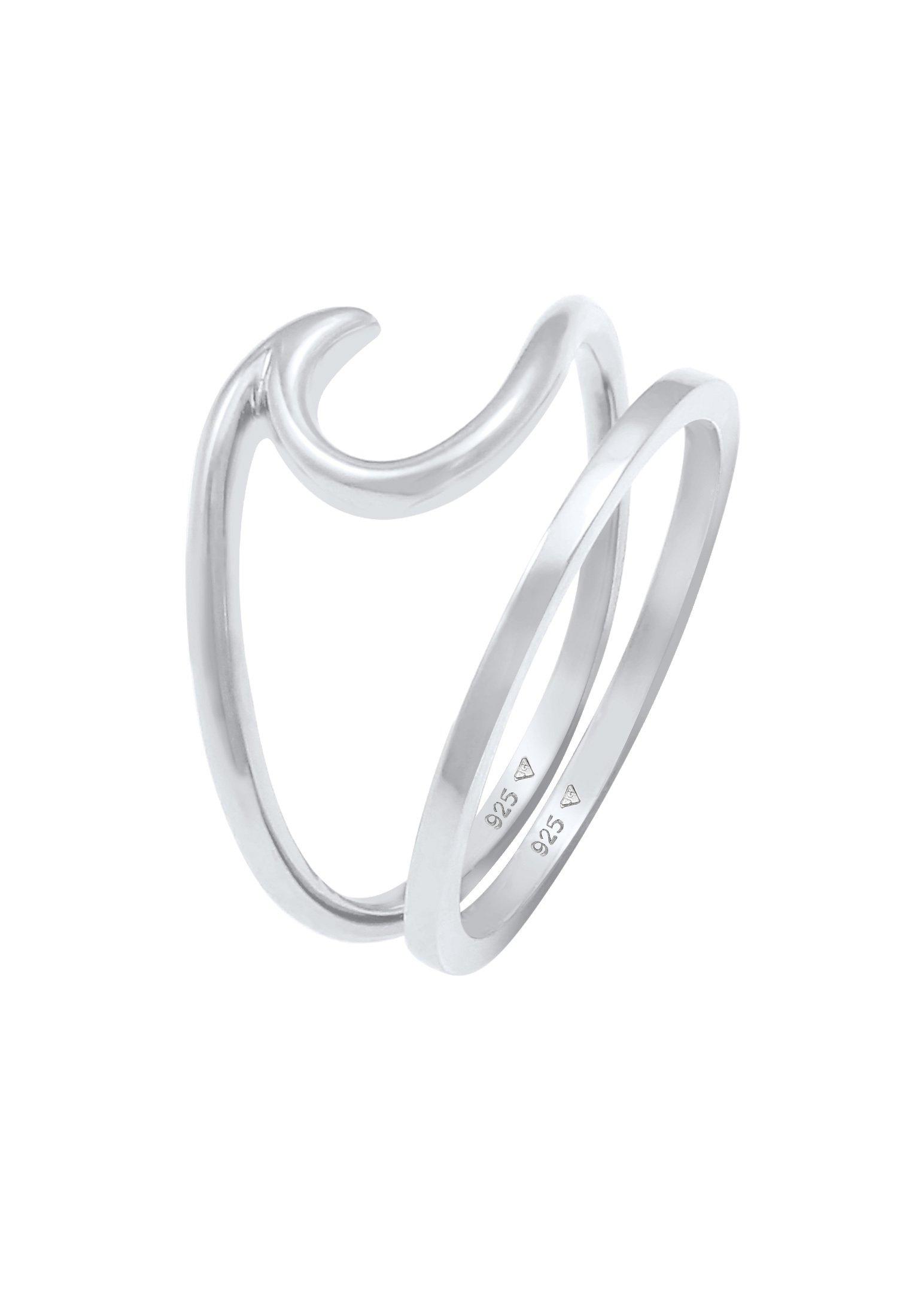 Ring 2er Set Basic Welle Damen Silber 52mm von Elli