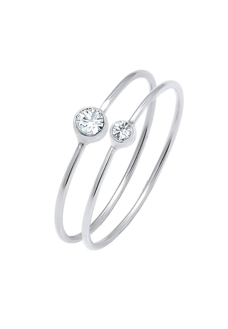 Ring 2er Set Kristalle Damen Silber 60mm von Elli