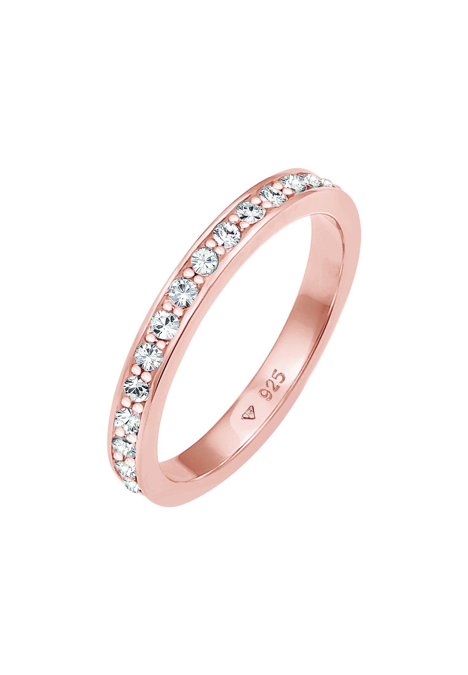 Ring Bandring Funkelnde Kristalle Damen Rosa 58mm von Elli