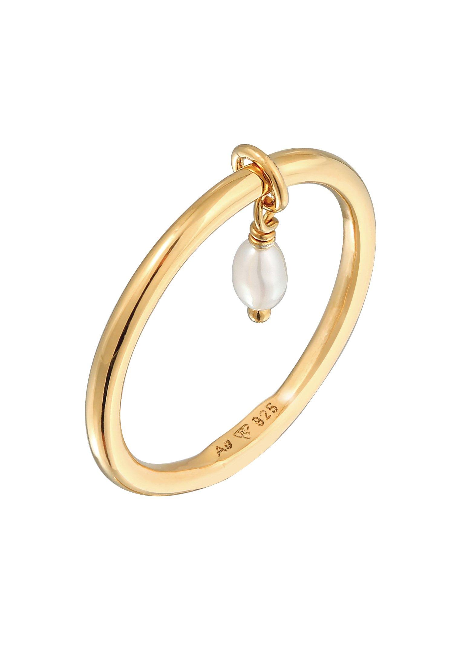 Ring Bandring Stapelring Perle Basic Damen Gold 54mm von Elli