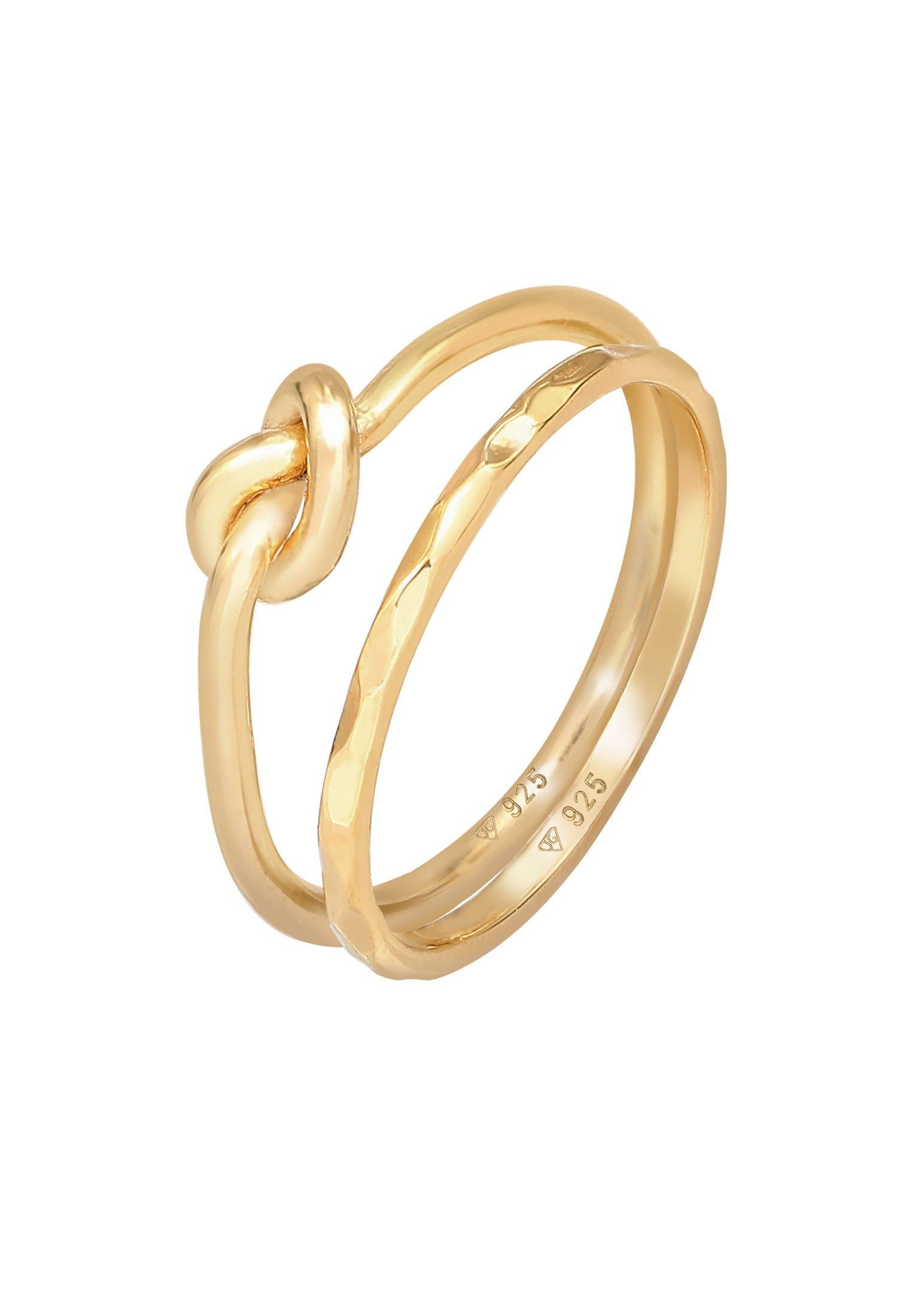 Ring Knoten Trend Basic 2er Set Damen Gold 58mm von Elli