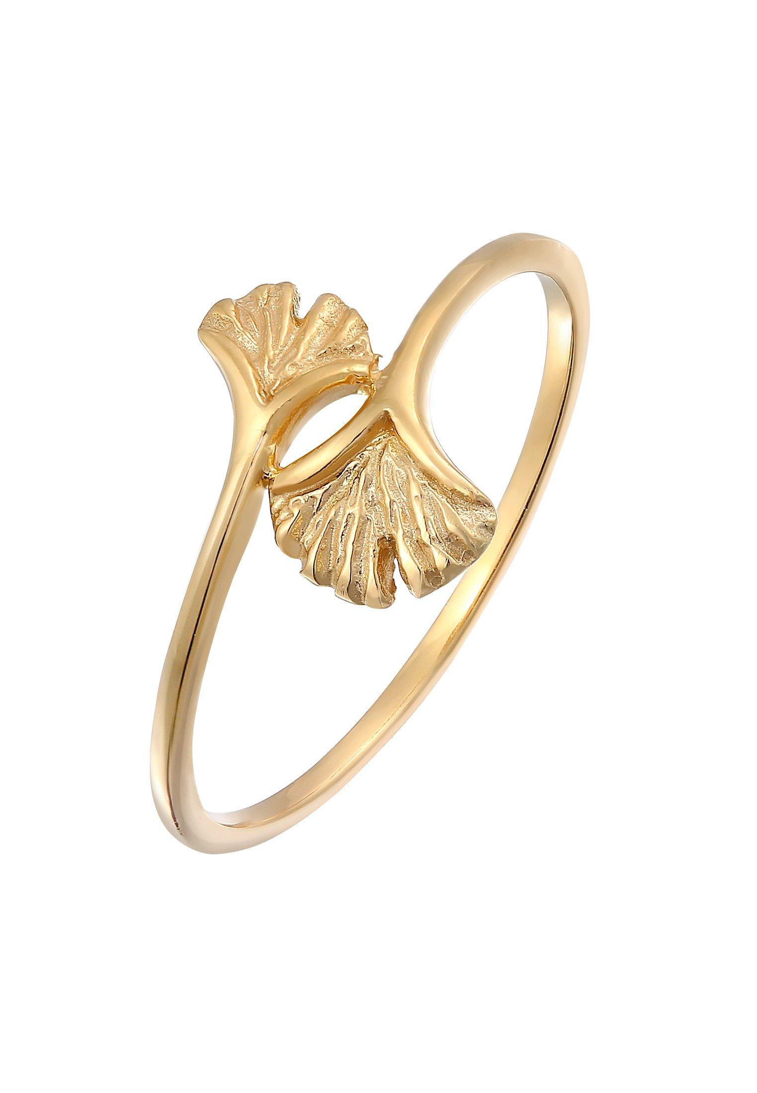 Ring Offen Verstellbar Ginkgo Blatt Natur 375 Gelbgold Damen Gold 56mm von Elli