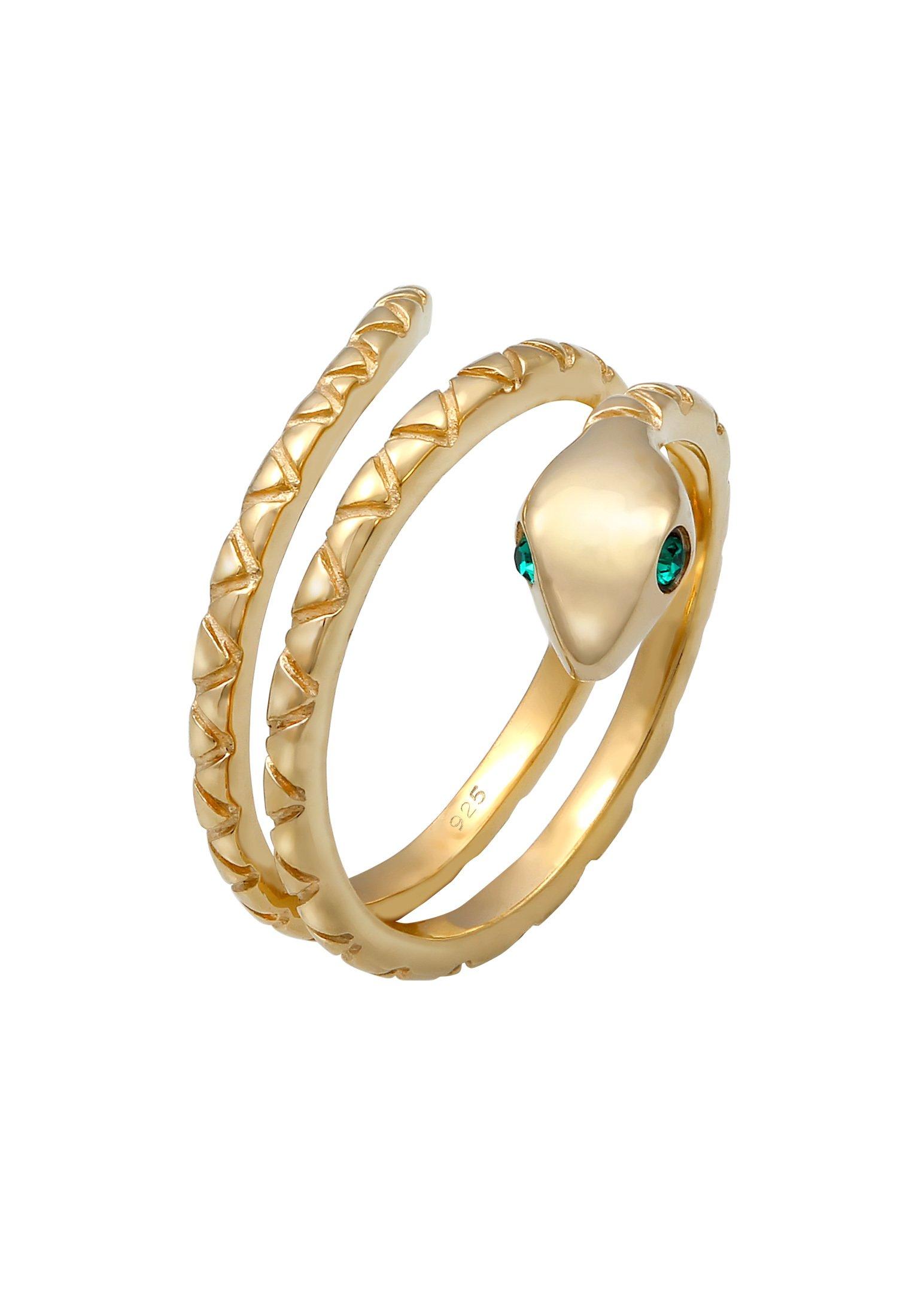 Ring Schlangen Design Kristall Damen Gold 52mm von Elli