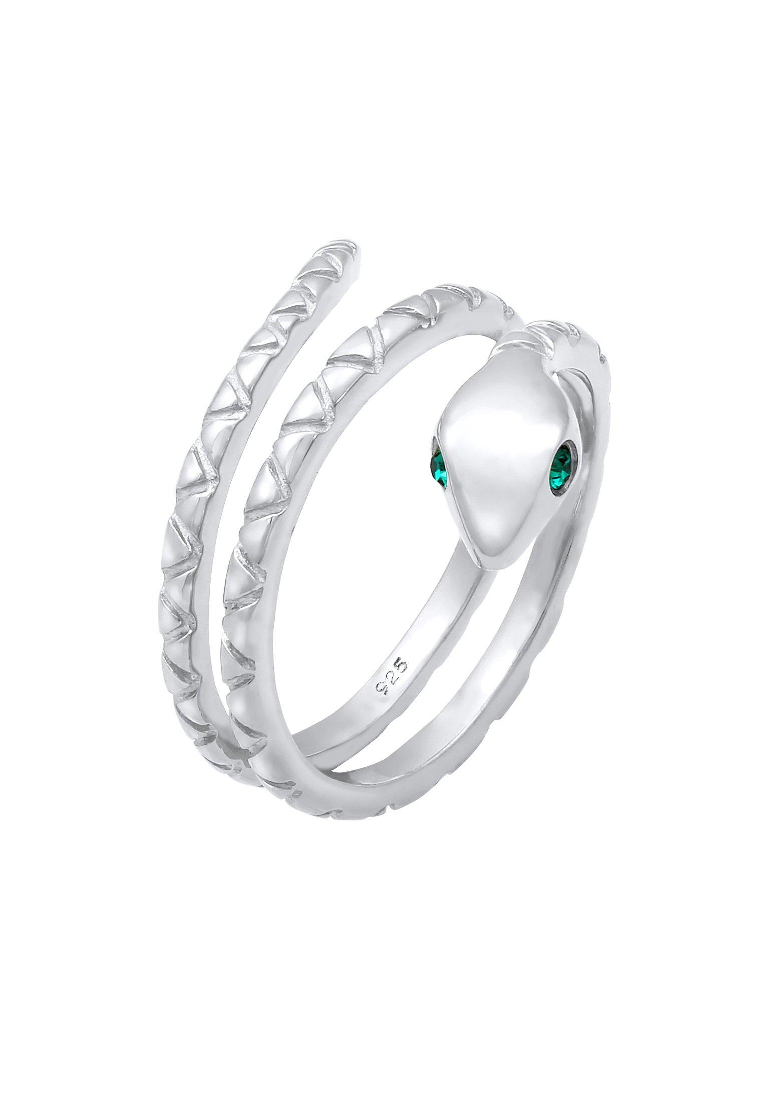 Ring Schlangen Design Kristall Damen Silber 52mm von Elli