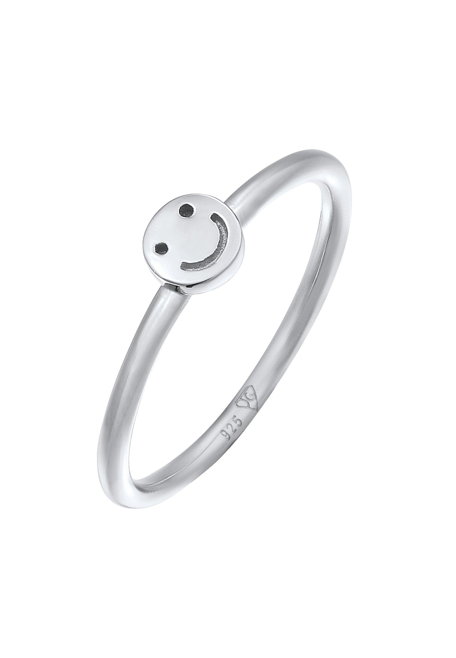 Ring Mit Smile Pinky Ring Damen Silber 48mm von Elli