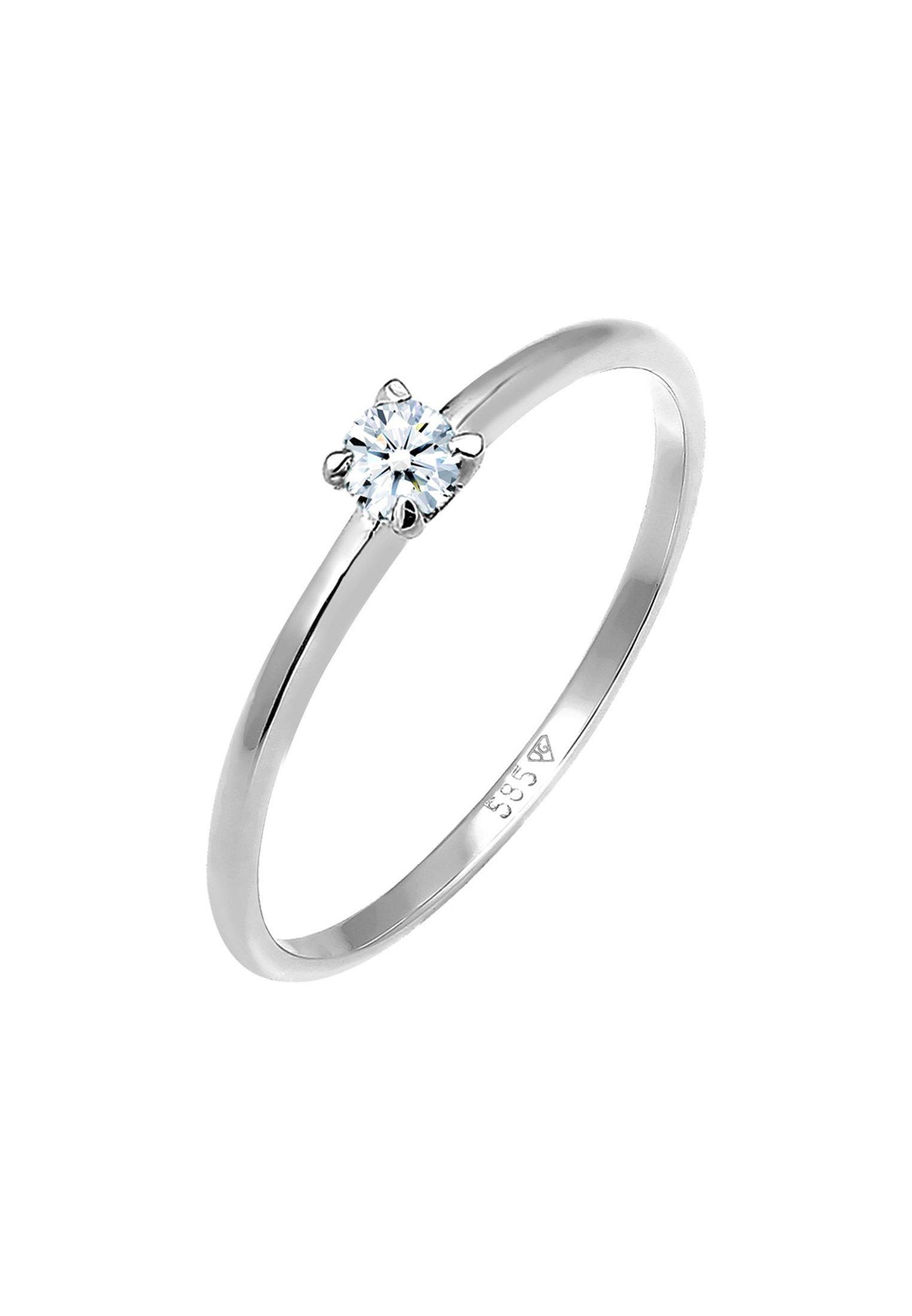 Ring Solitär Verlobung Diamant (0.06 Ct.) Damen Silber 52mm von Elli