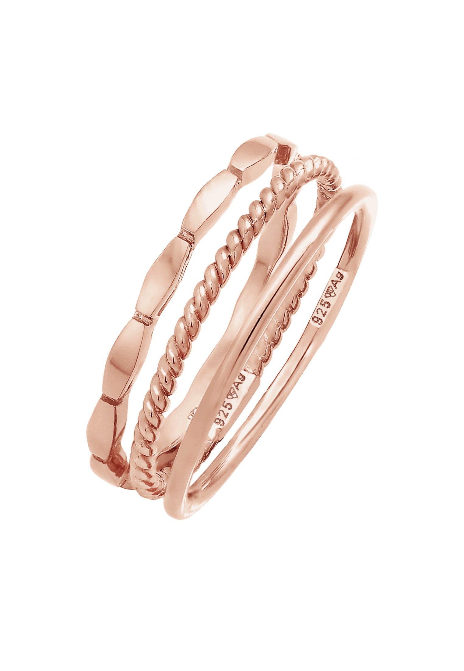 Ring Stapelringe Stacking 3er Set Damen Goldrosa 56mm von Elli