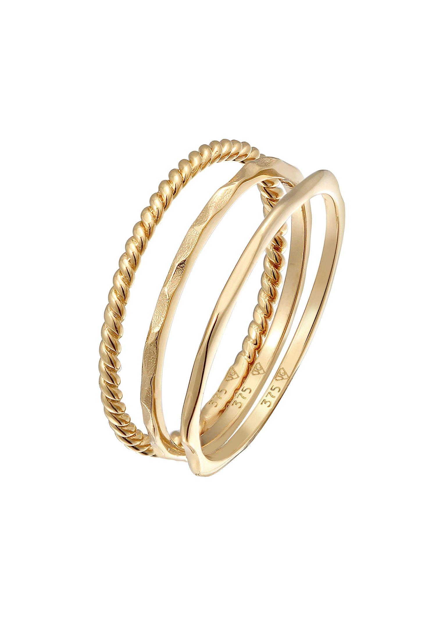 Ring Stapelringe Stacking Bandring 3er Set 375 Gelbgold Damen Gold 56mm von Elli