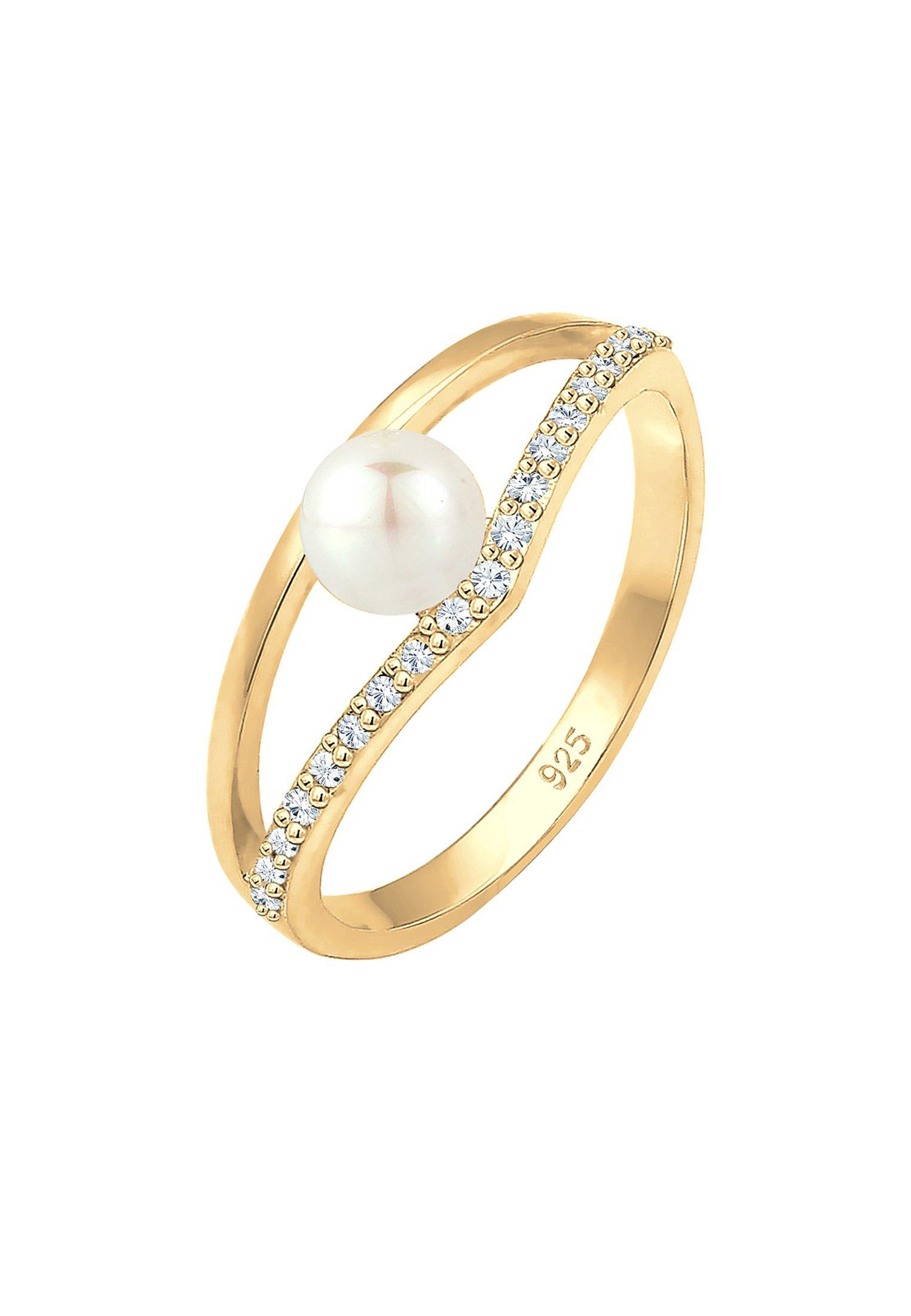 Ring Süßwasserzuchtperle Kristalle Damen Gold 54mm von Elli