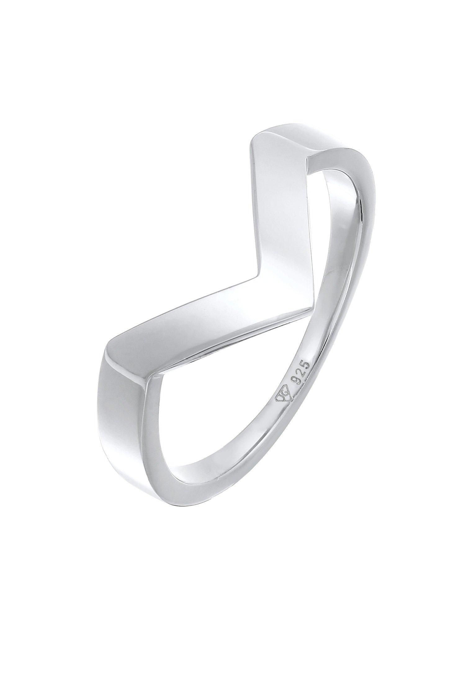 Ring V-form Basic Rhodiniert Damen Silber 58mm von Elli