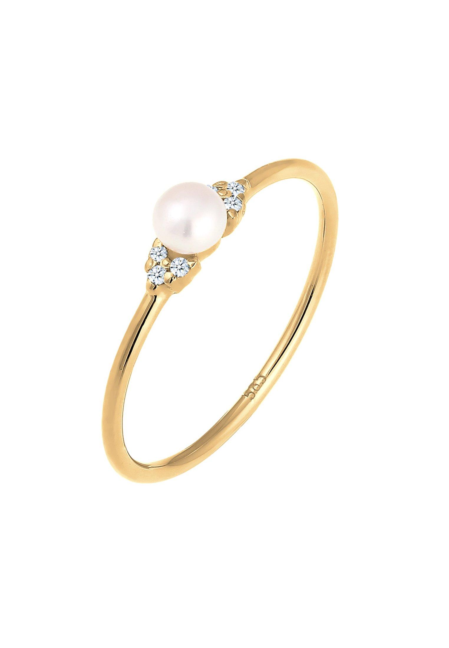Ring Verlobung Perle Diamant (0.03 Ct.) Damen Gold 52mm von Elli