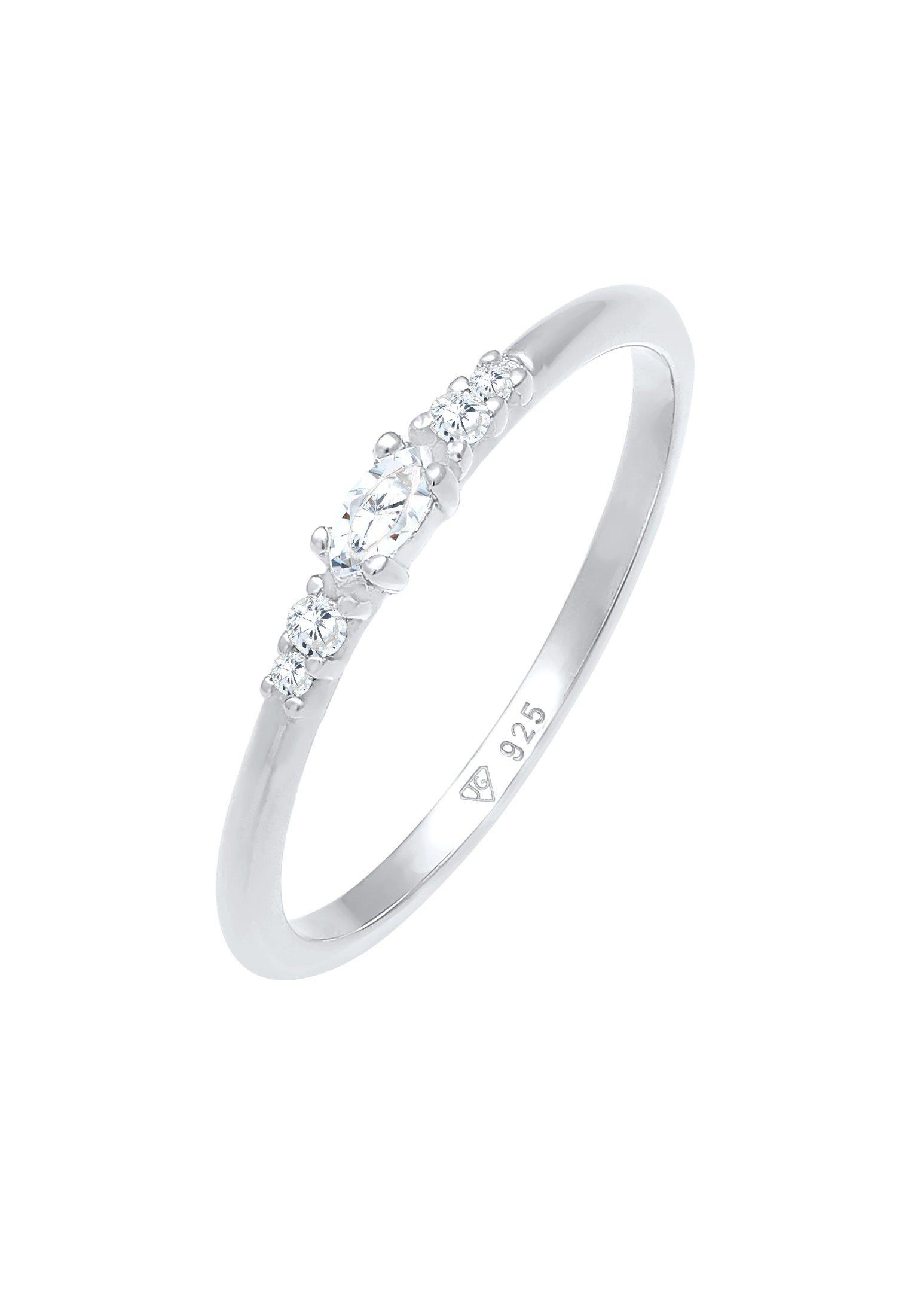 Ring Verlobung Zirkonia Marquise Damen Silber 52mm von Elli