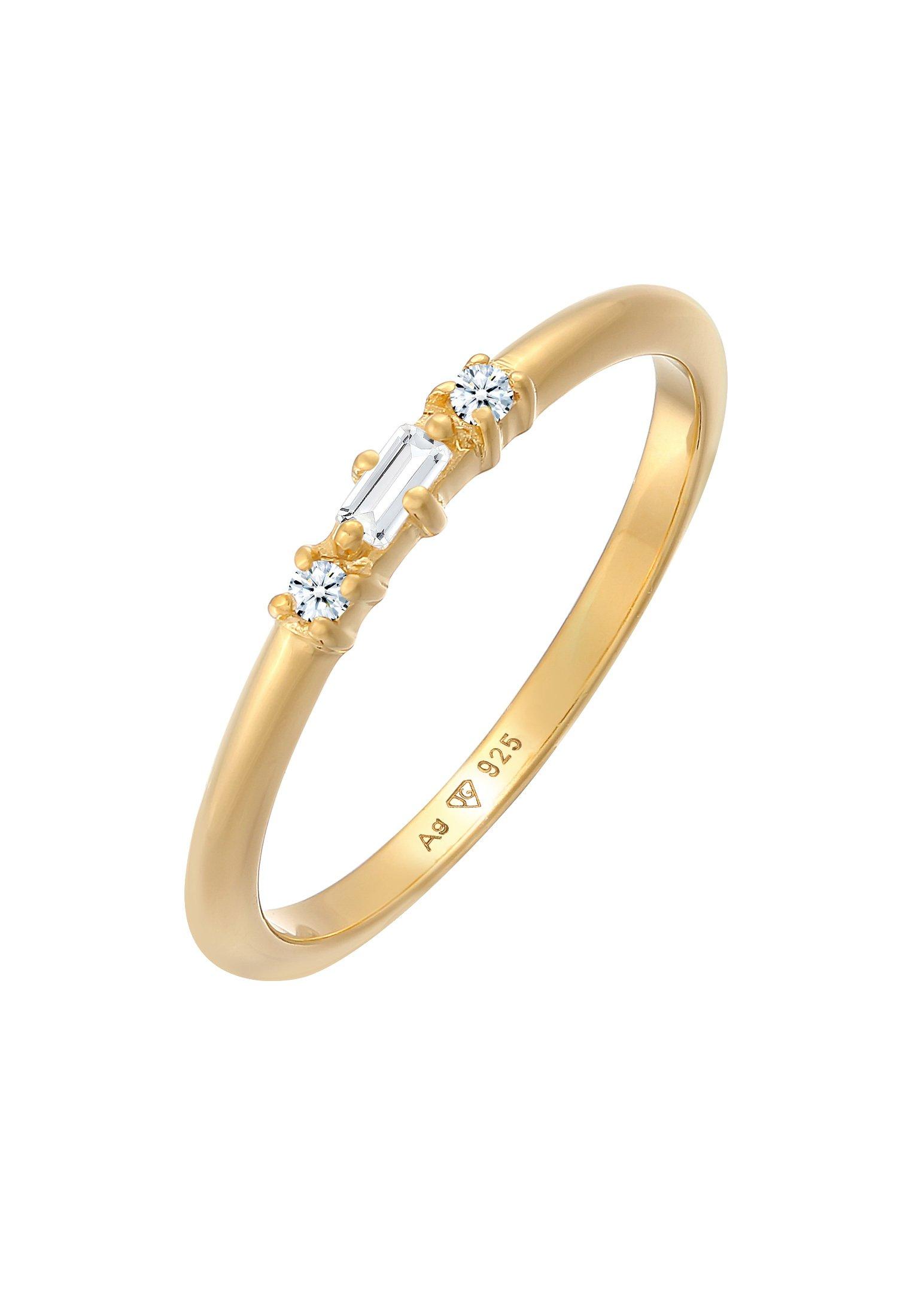 Ring Verlobungsring Diamant (0.03 Ct.) Rechteck 925 Silber Damen Gold 54mm von Elli