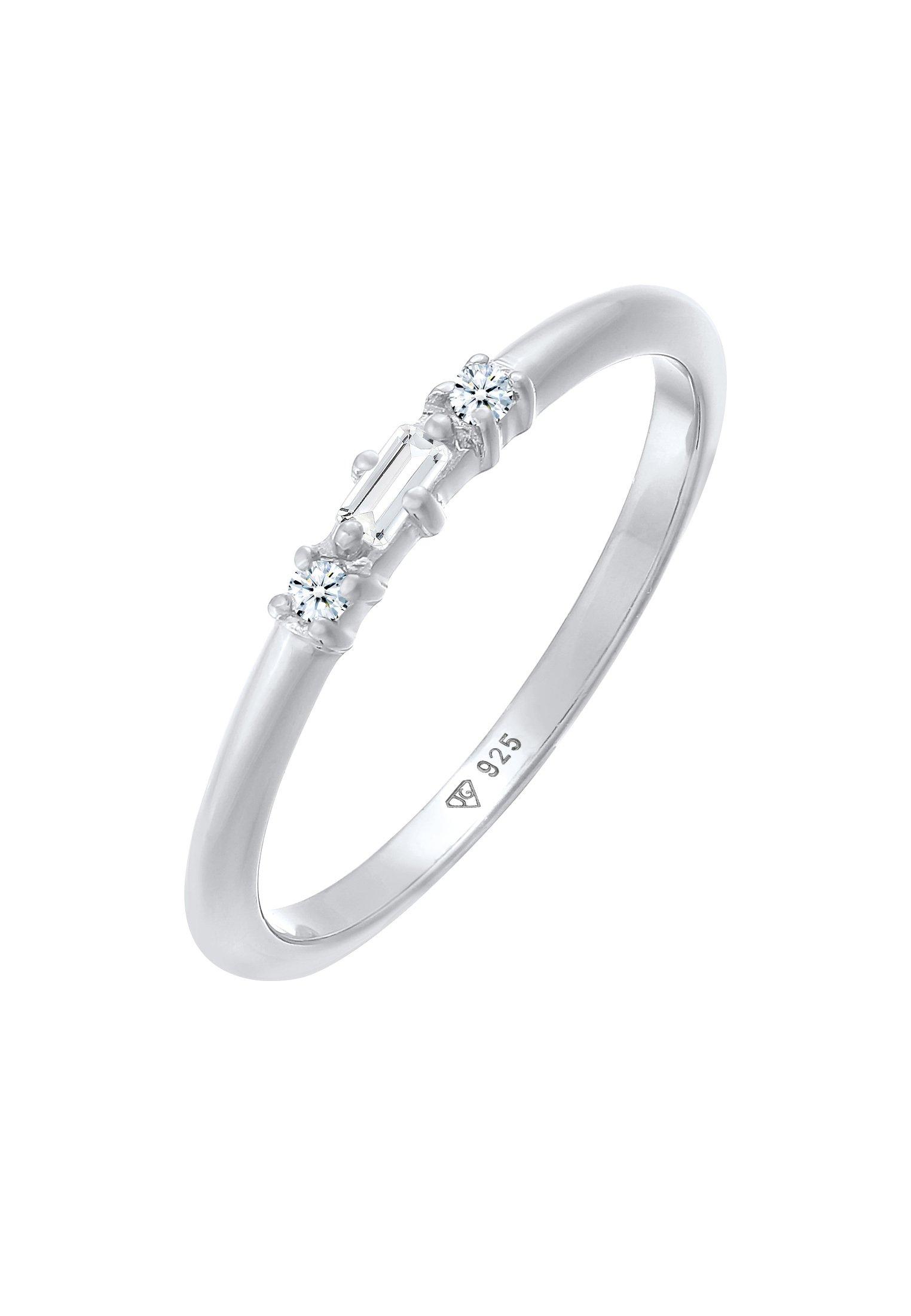 Ring Verlobungsring Diamant (0.03 Ct.) Rechteck 925 Silber Damen Silber 52mm von Elli