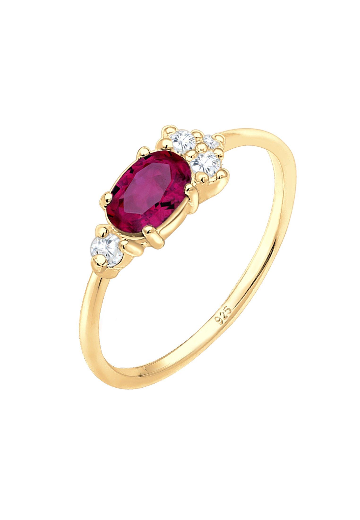 Ring Vintage Zirkonia Synthetischer Rubin Damen Rot Bunt 52mm von Elli