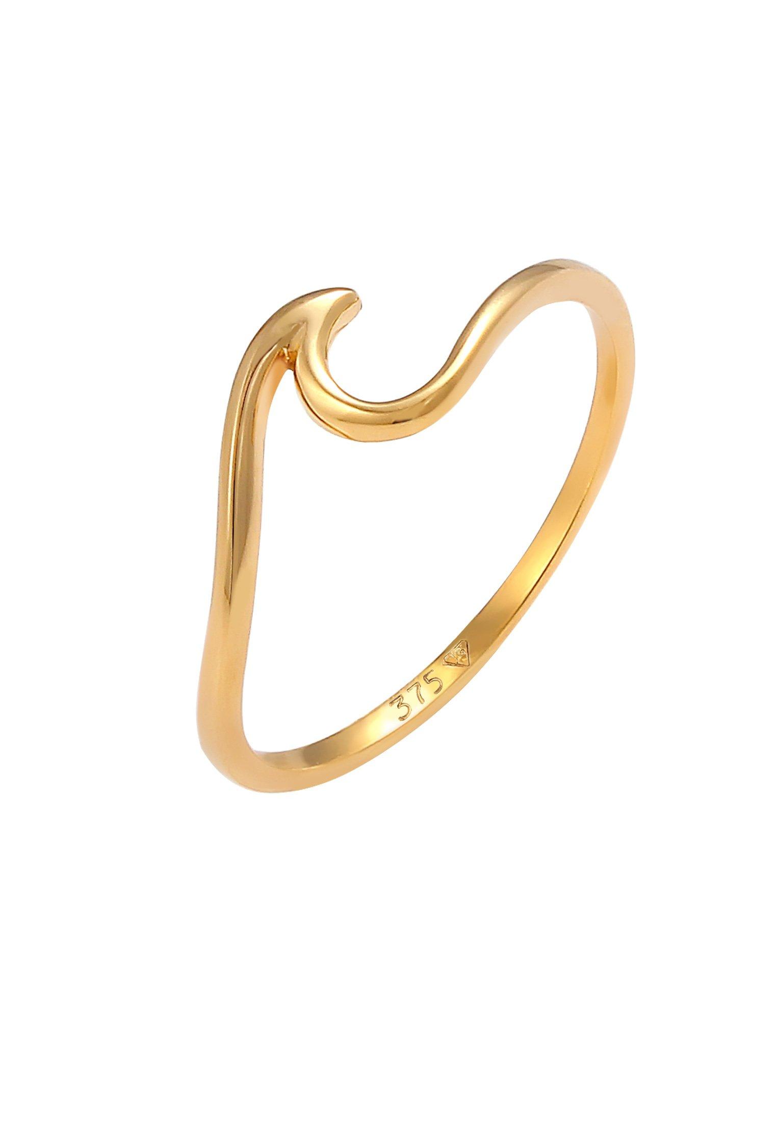 Ring Wellen Wave Strand Maritim 375 Gelbgold Damen Gold 56mm von Elli