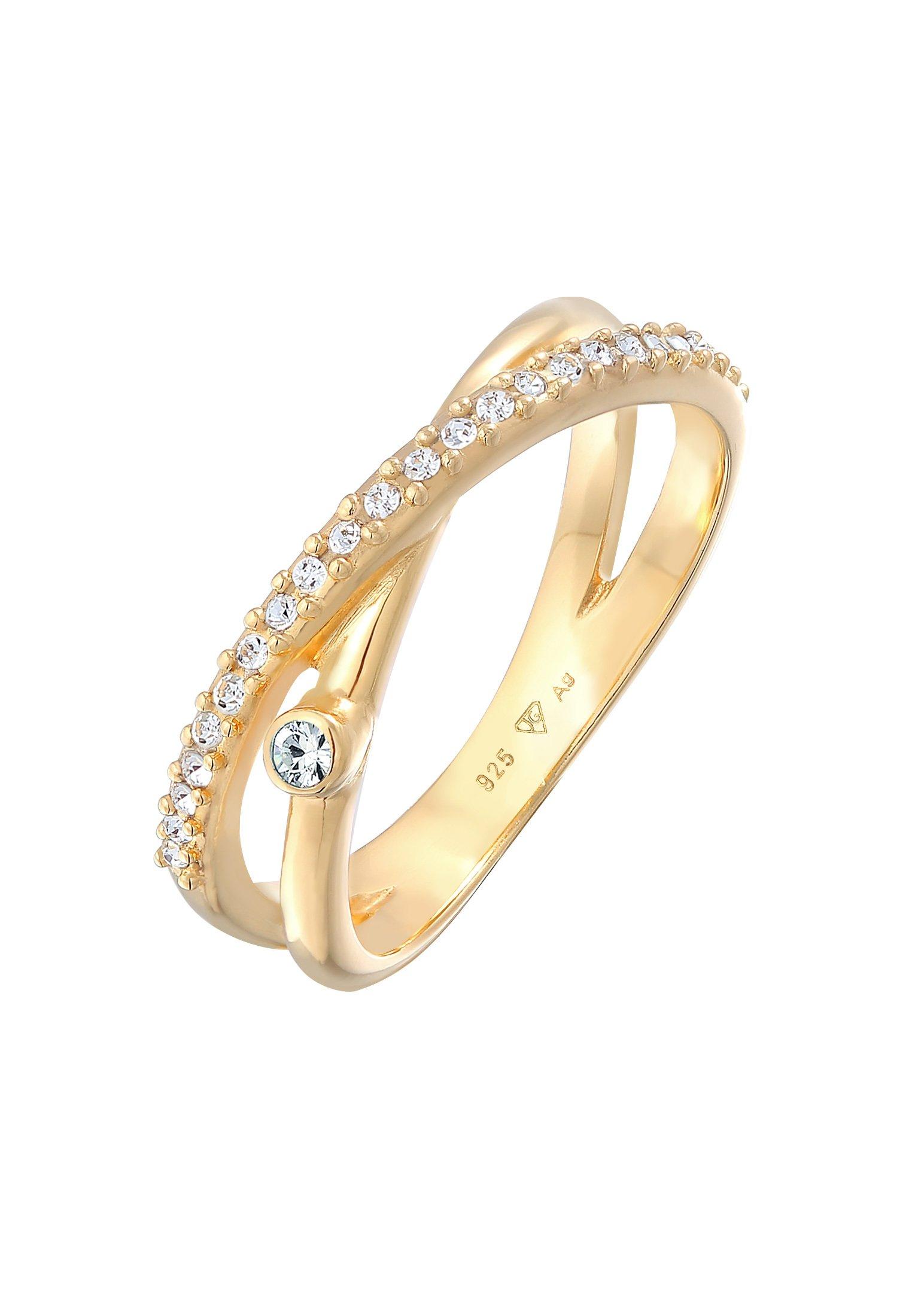 Ring Wickelring X Kristalle Glamour Damen Gold 52mm von Elli