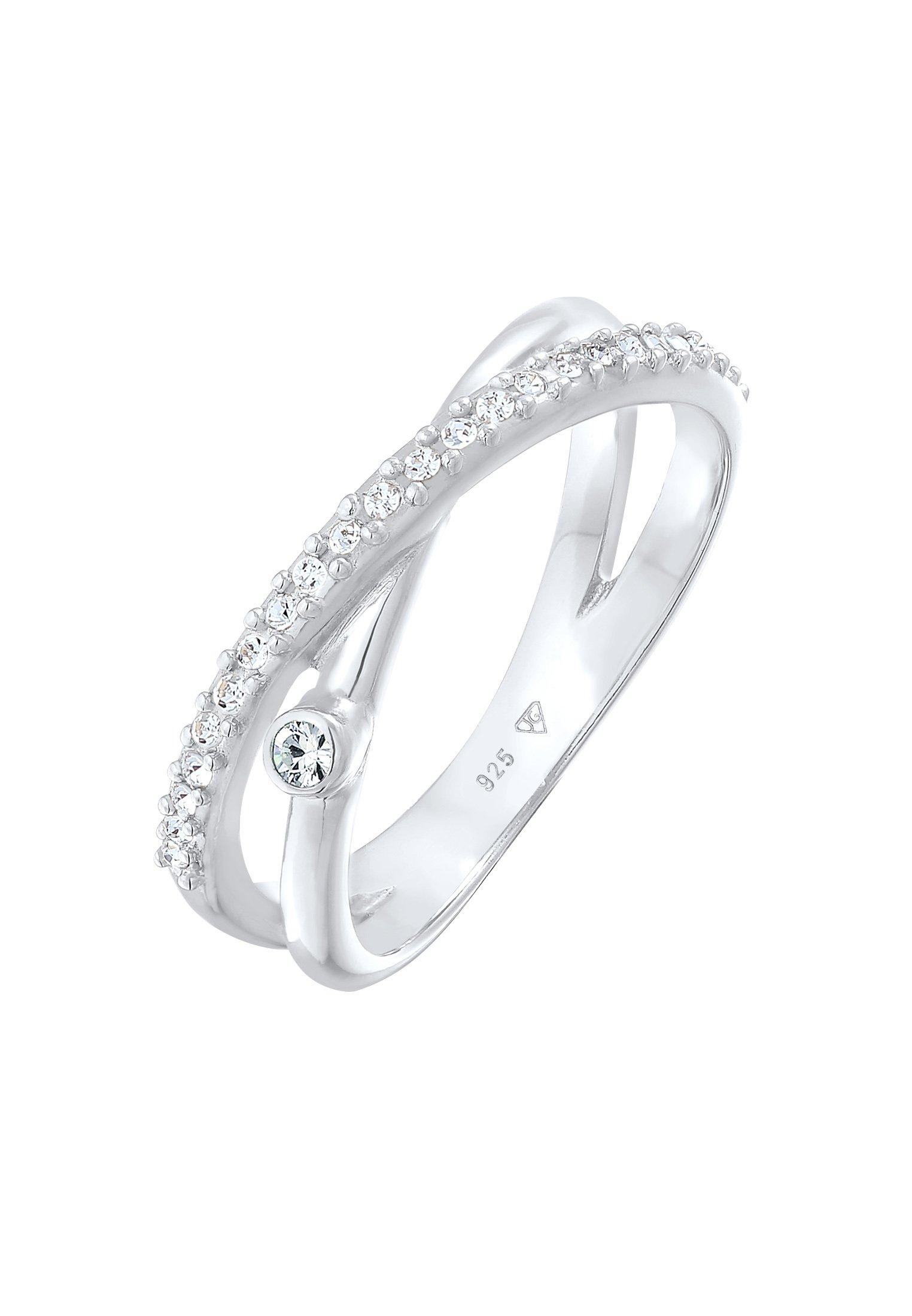 Ring Wickelring X Kristalle Glamour Damen Silber 54mm von Elli