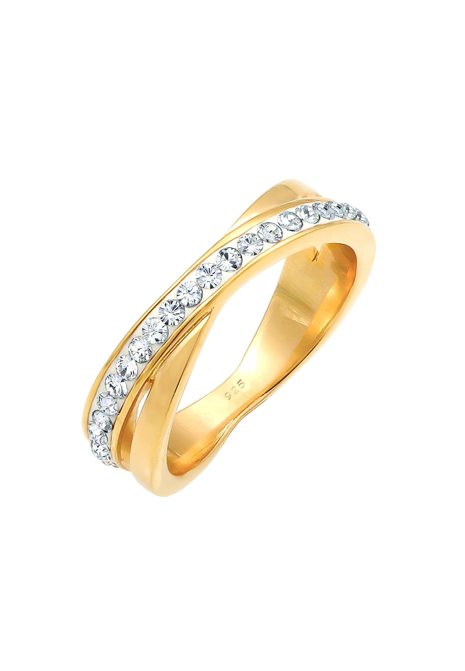 Ring Wickelring Zart Basic Kristalle Damen Gold 64mm von Elli