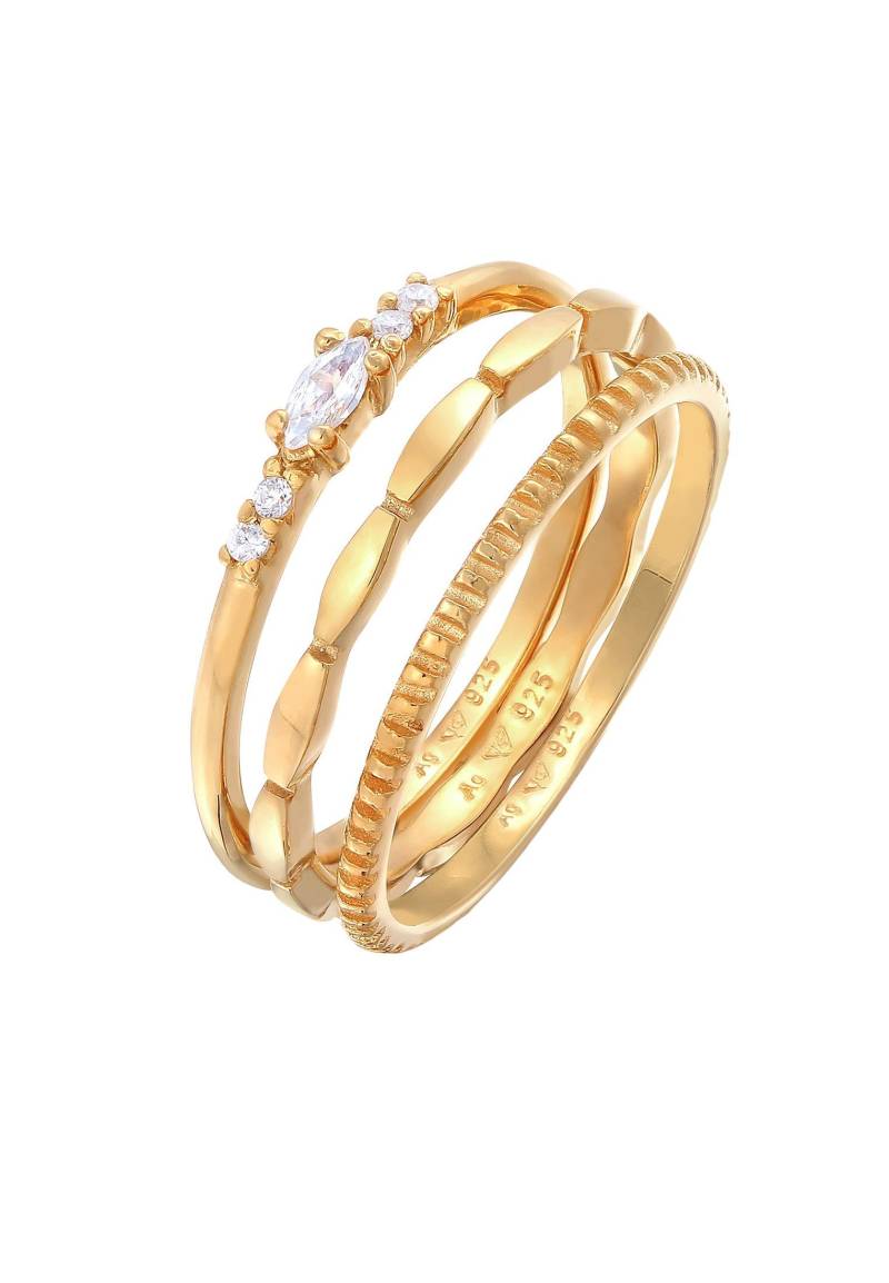 Ring Zirkonia Marquise Basic Stapelring Damen Gold 58mm von Elli