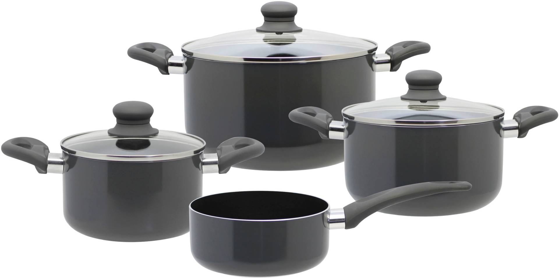 Elo Basic Topf-Set »Rhino«, Aluminium, (Set, 7 tlg., je 1 Kochtopf mit Deckel Ø 16/20/24 cm, 1 Stieltopf Ø 16 cm) von Elo - Basic