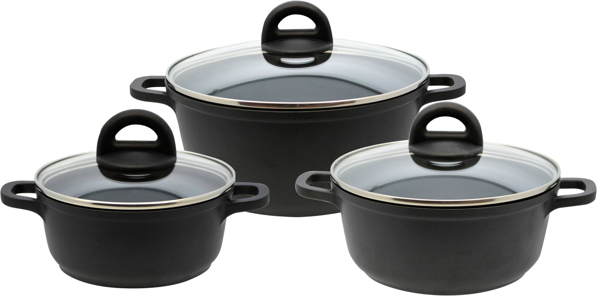 Elo Basic Topf-Set »Black«, Aluminiumguss, (Set, 6 tlg., 3 Töpfe mit Deckel), mit hochwertiger Antihaftversiegelung, Induktion von Elo - Basic