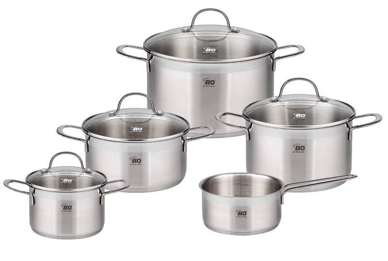 Elo Topf-Set »Top Collection«, Edelstahl 18/10, (Set, 9 tlg., je 1 Fleischtopf 16/20/24 cm, Bratentopf 20 cm, Stielkasserolle 16 cm), Induktion von Elo