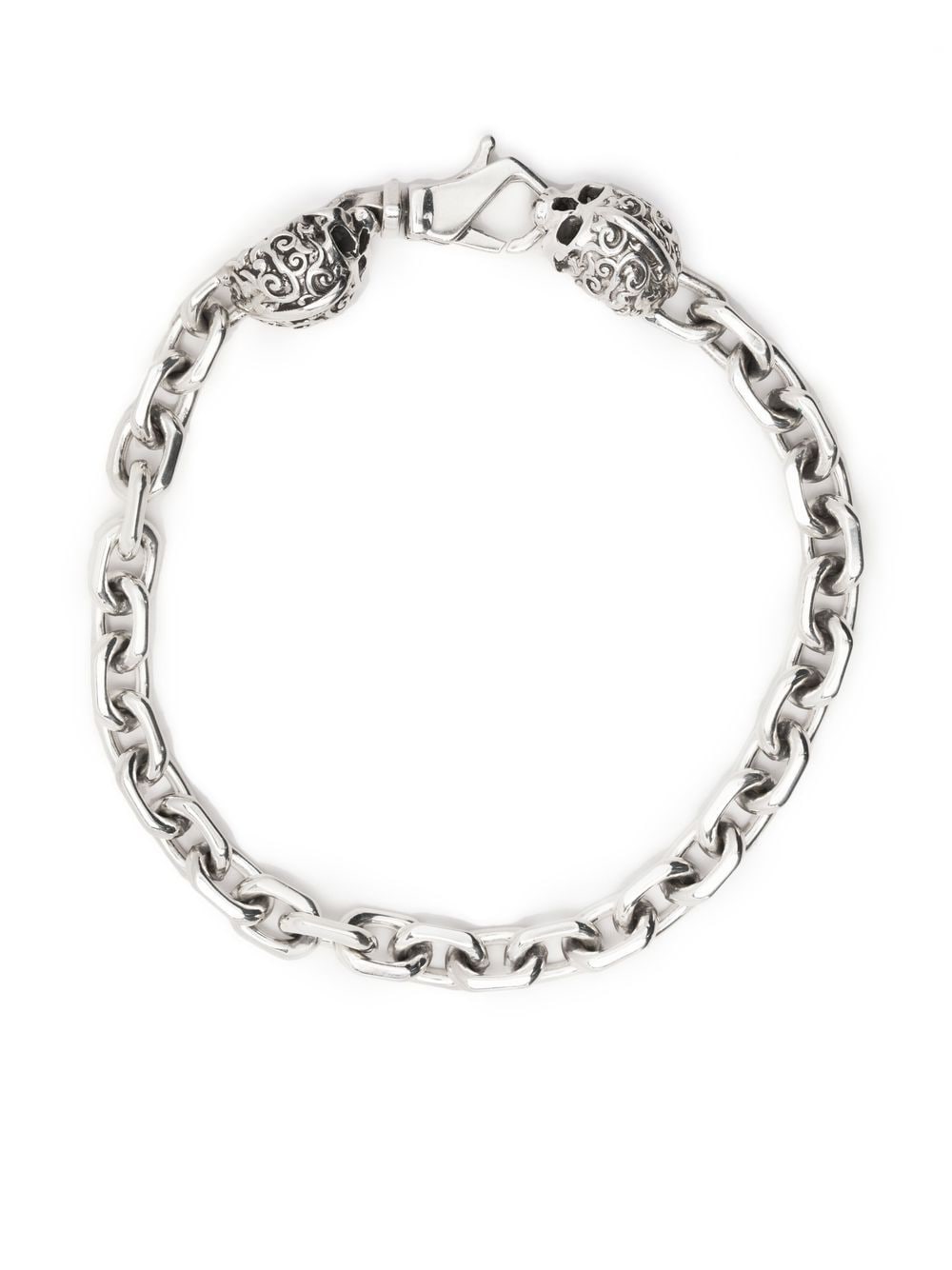 Emanuele Bicocchi cable-link arabesque skull bracelet - Silver von Emanuele Bicocchi