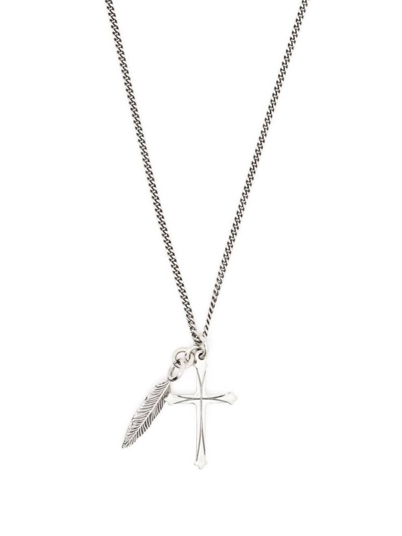 Emanuele Bicocchi cross + feather necklace - Silver von Emanuele Bicocchi