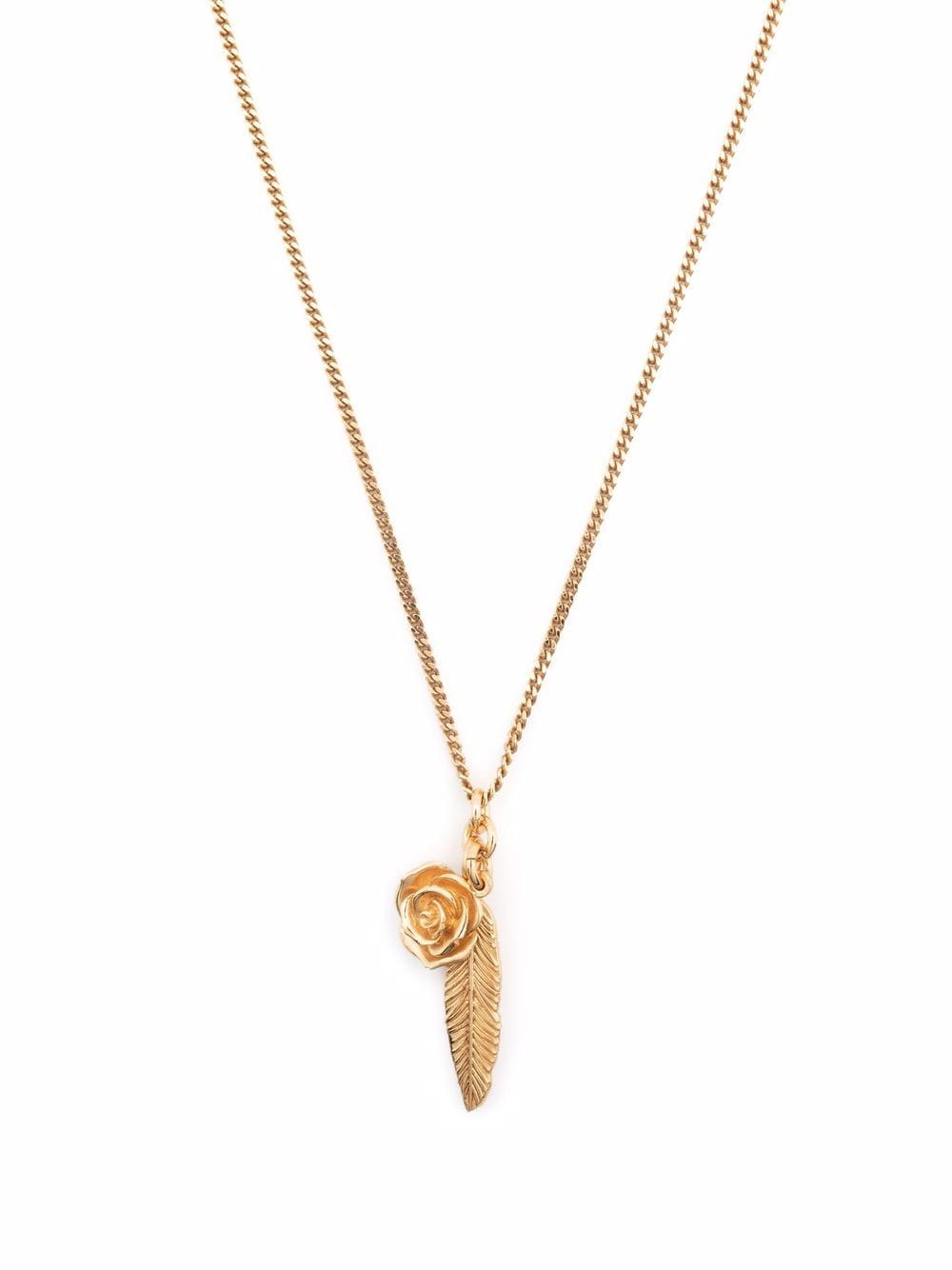 Emanuele Bicocchi feather and rose pendant necklace - Gold von Emanuele Bicocchi