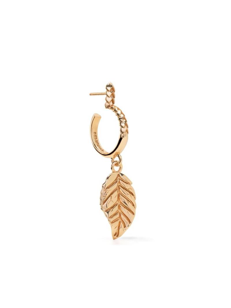 Emanuele Bicocchi leaf charm pendant hoop earring - Gold von Emanuele Bicocchi