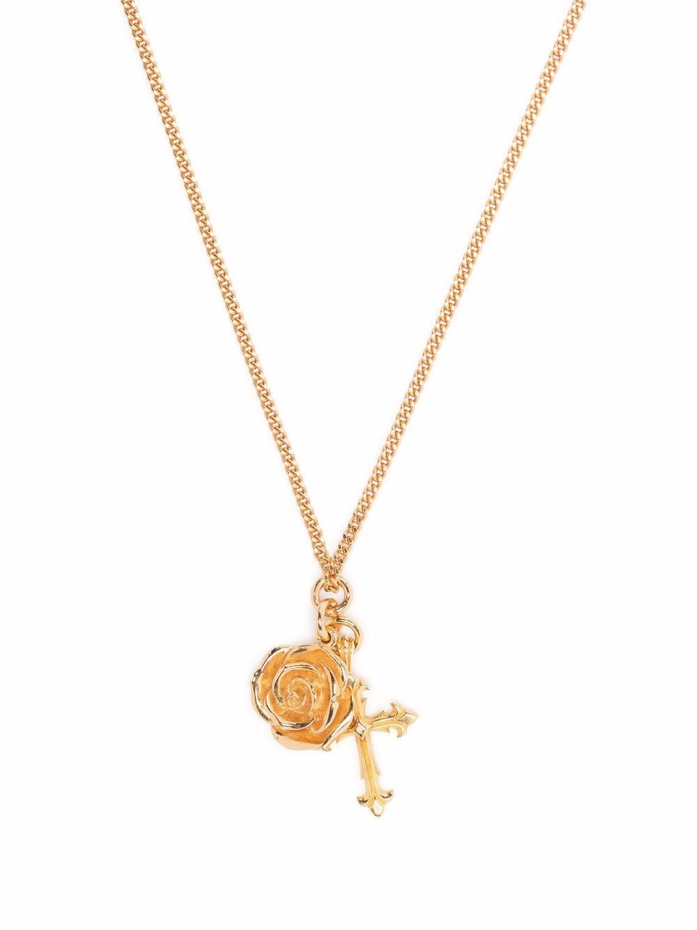 Emanuele Bicocchi rose and cross pendant necklace - Gold von Emanuele Bicocchi