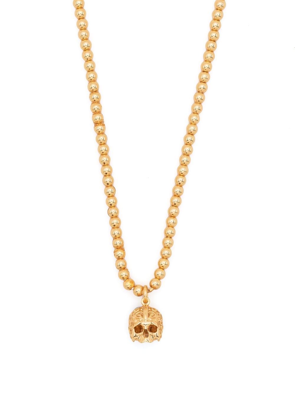 Emanuele Bicocchi skull pendant beaded necklace - Gold von Emanuele Bicocchi