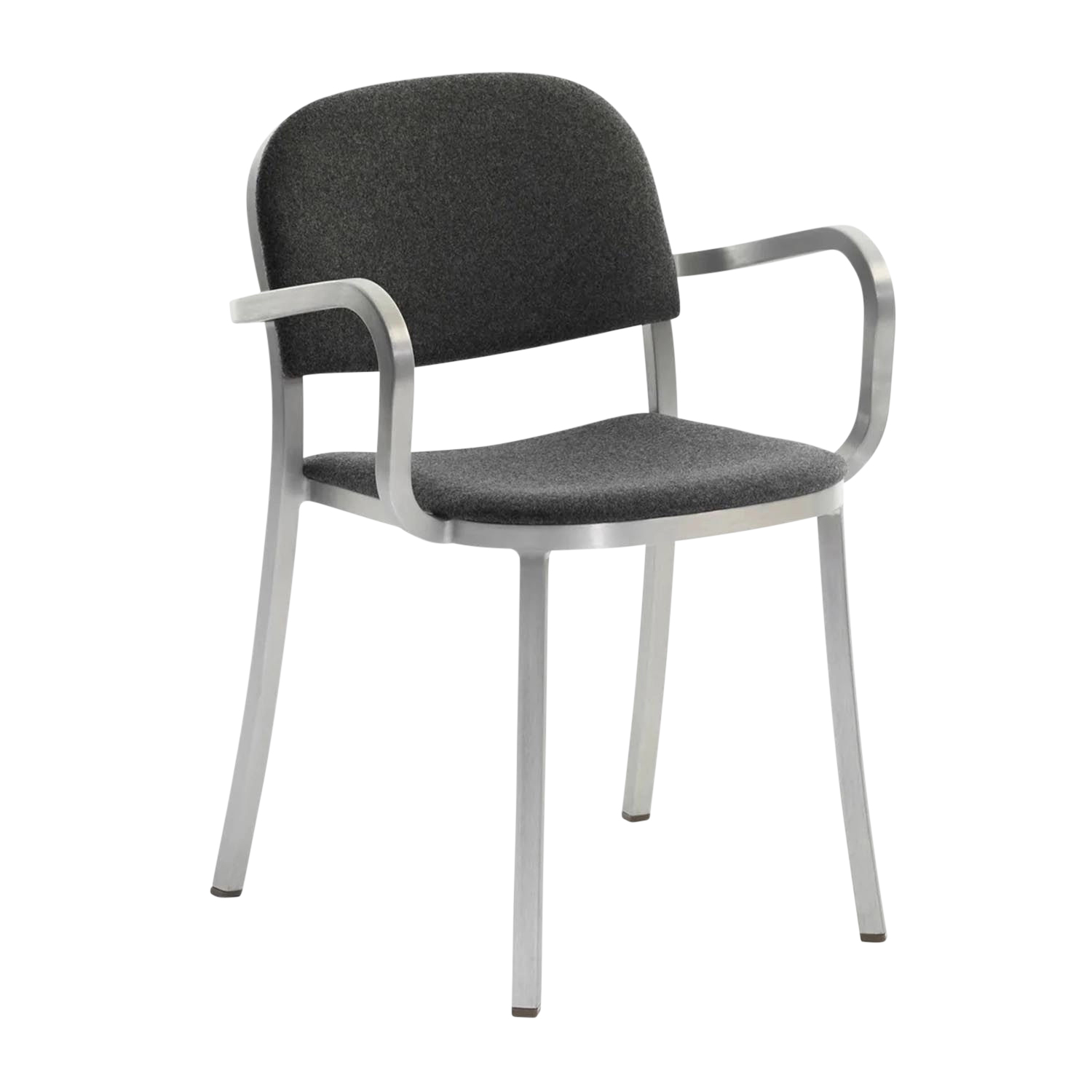 1 Inch Reclaimed Polypropylene Armchair Armlehnstuhl, Gestell aluminium, dunkel pulverbeschichtet, Farbe blue von Emeco