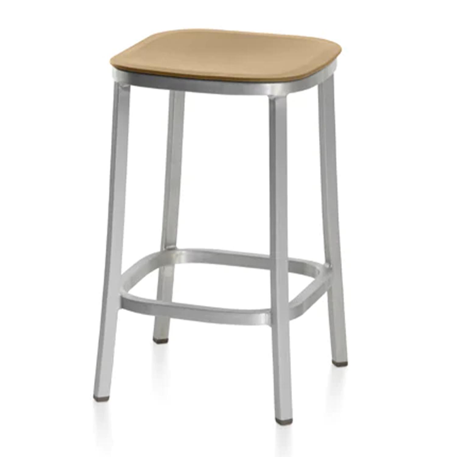 1 Inch Reclaimed Polypropylene Counter Stool Hochstuhl, Gestell aluminium, dunkel pulverbeschichtet, Farbe dark grey von Emeco