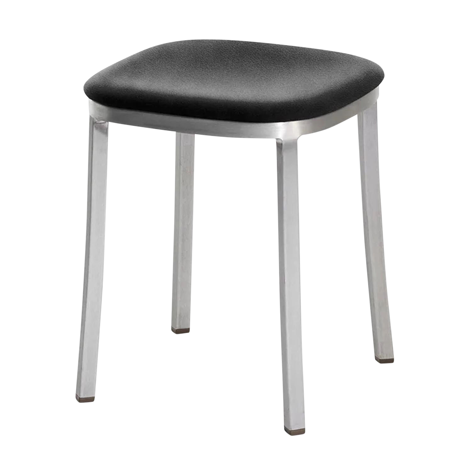 1 Inch Reclaimed Polypropylene Small Stool Hocker, Gestell aluminium, dunkel pulverbeschichtet, Farbe green von Emeco