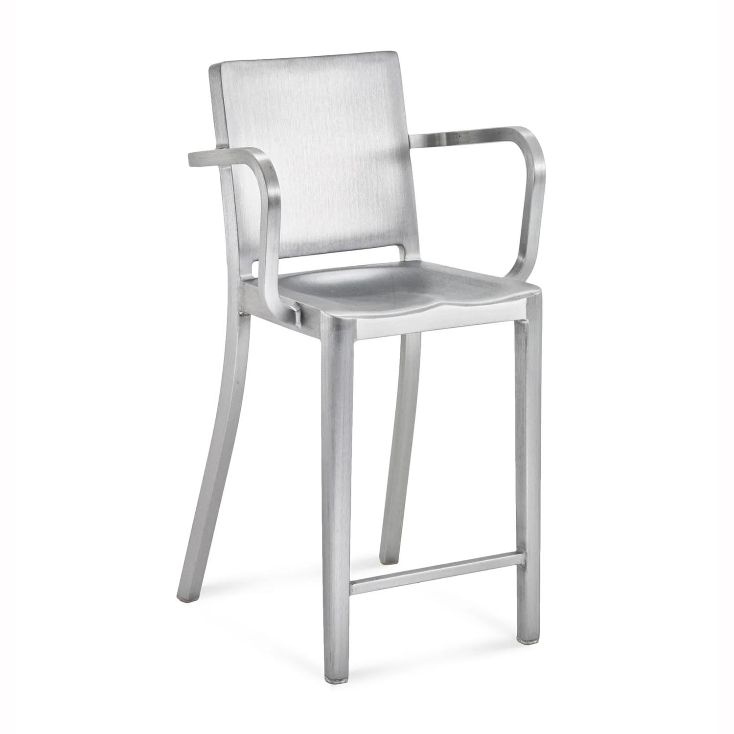 Hudson Counter Arms Stool Hochstuhl, Ausführung aluminium, gebürstet von Emeco