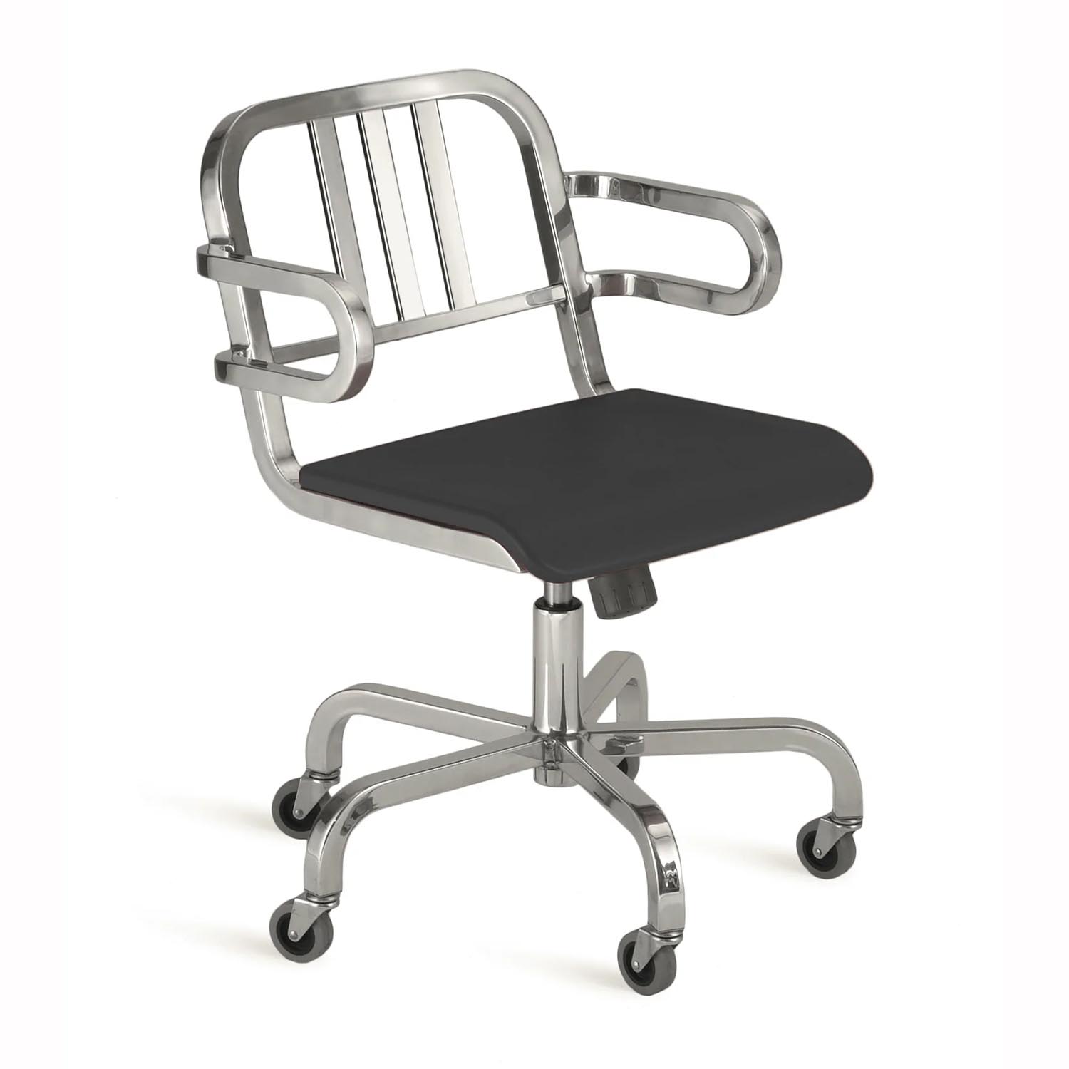 Hudson Swivel Armchair Bürodrehstuhl, Ausführung aluminium, poliert, Rücken 3-bar-back von Emeco