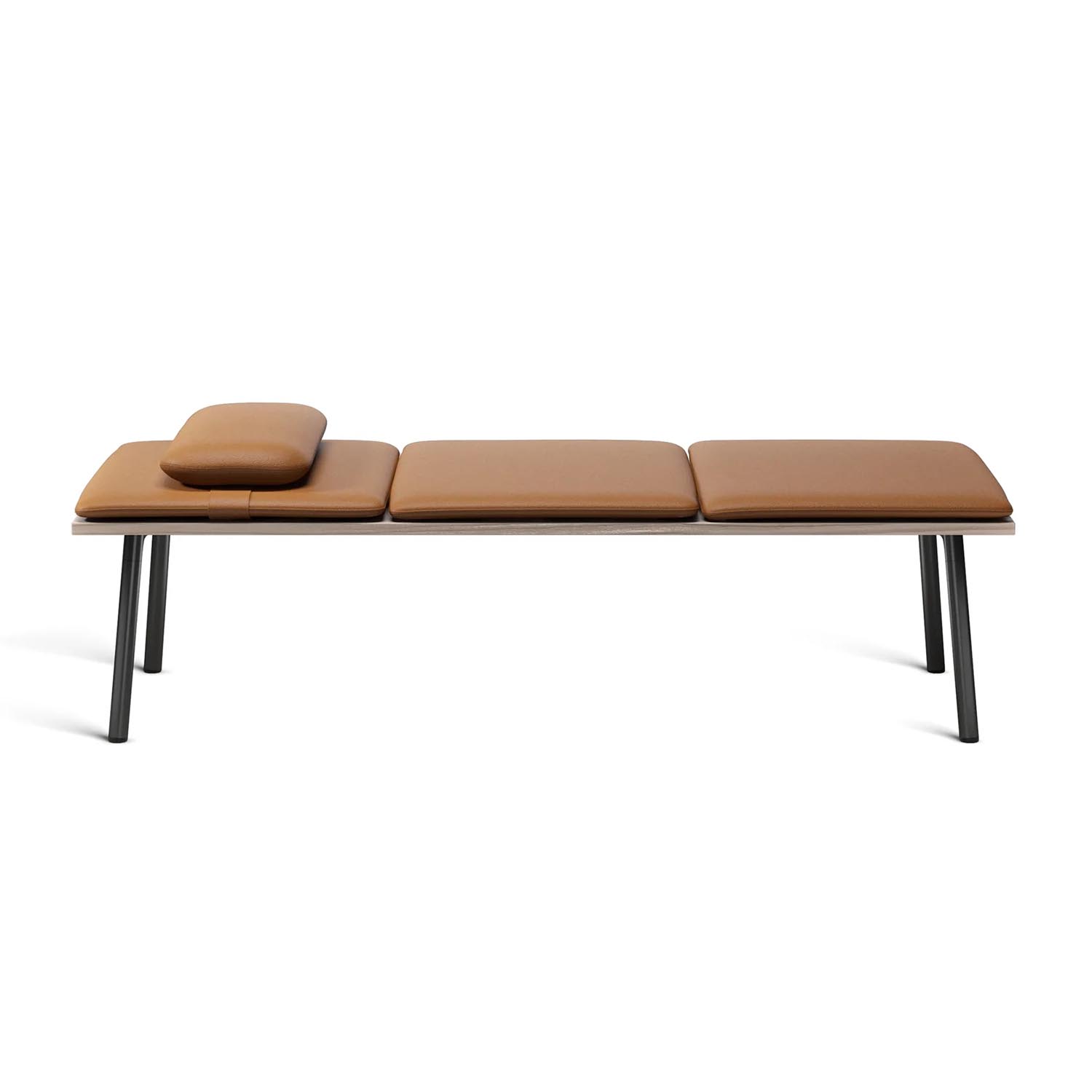 Run Daybed Liege, Gestell aluminium, schwarz pulverbeschichtet, Holz esche natur, Polster leder, spinneybeck volo 0945 von Emeco