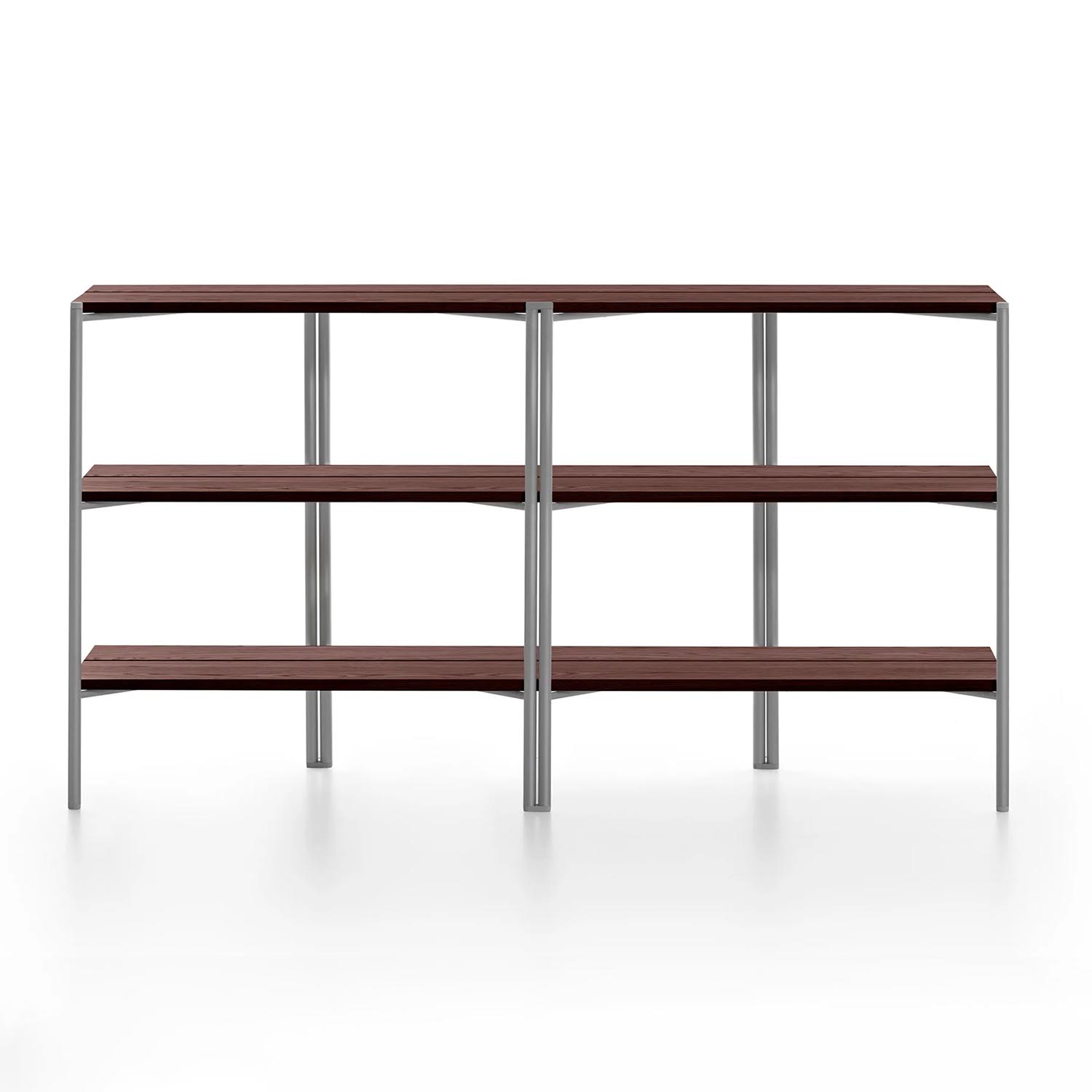 Run Shelf Regal, Gestell aluminium, klar pulverbeschichtet, Ausführung tablare, nussbaumholz von Emeco