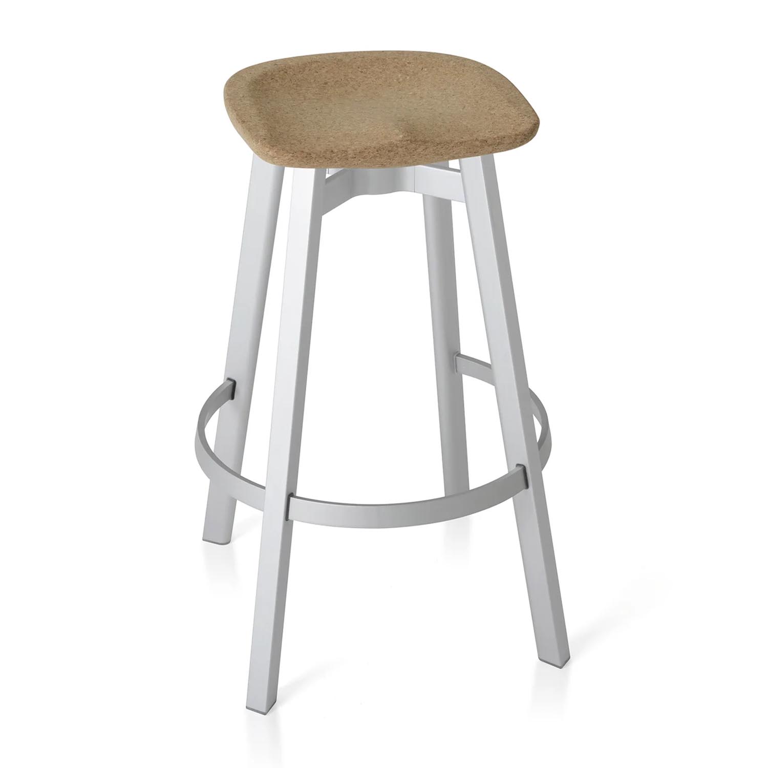 SU Barstool Barstuhl, Sitz kork, Gestell aluminium, eloxiert von Emeco