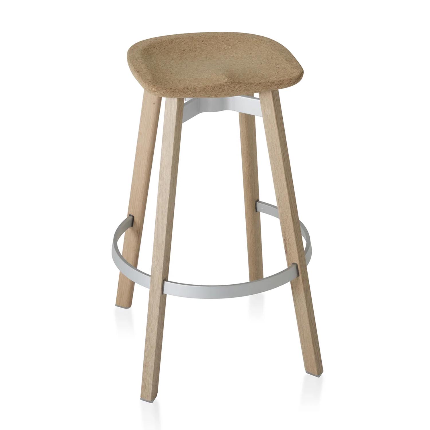 SU Barstool Barstuhl, Sitz kork, Gestell holz, natural von Emeco