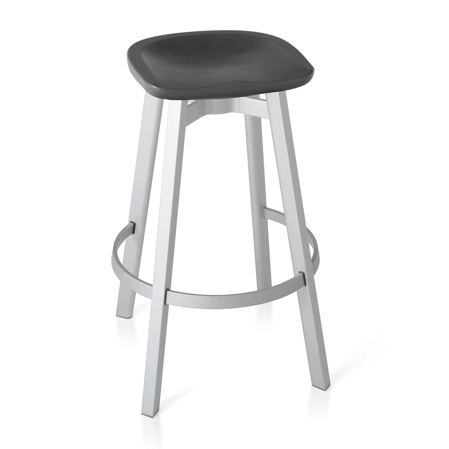 SU Barstool Barstuhl, Sitz polyethylen, charcoal, Gestell aluminium, eloxiert von Emeco