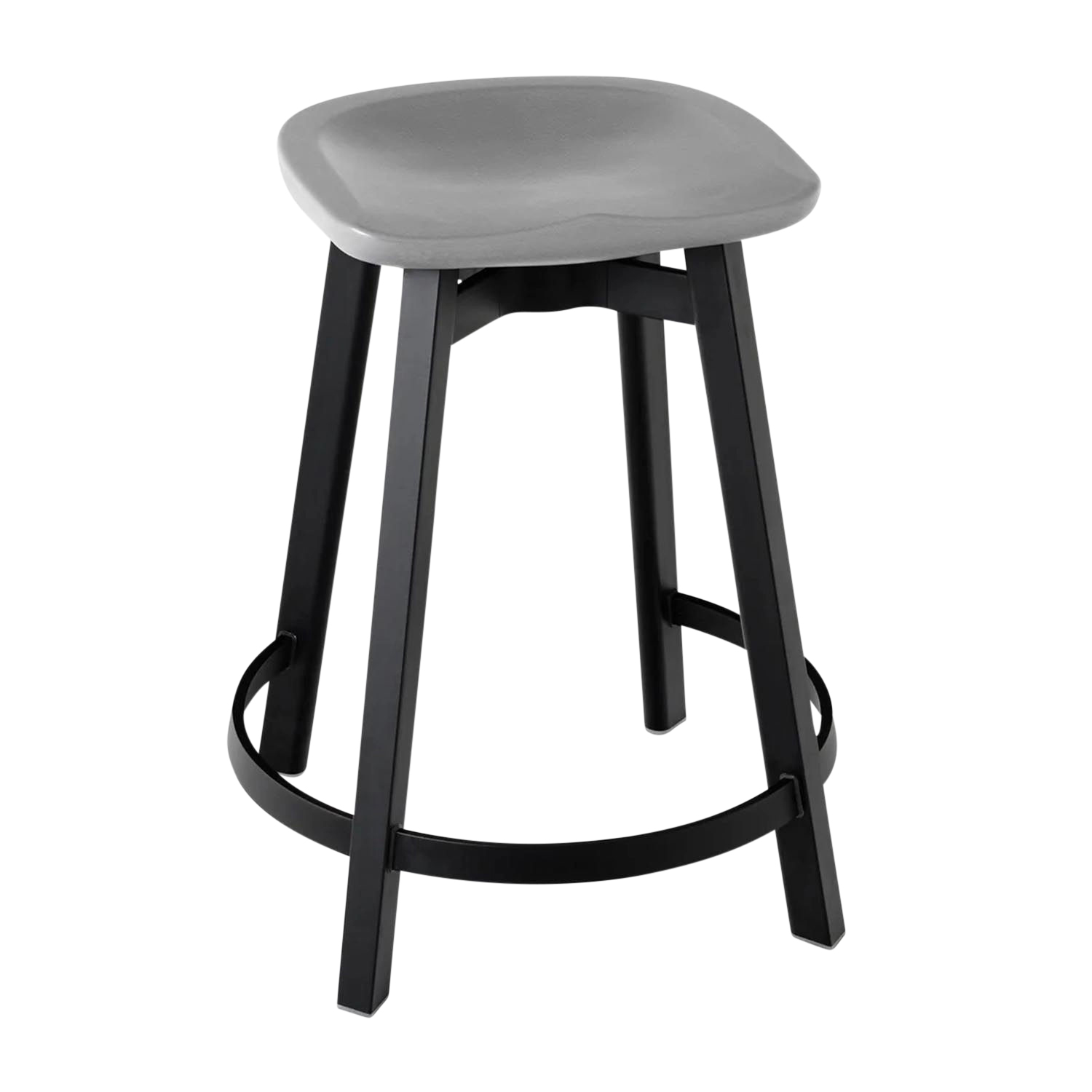 SU Counter Stool Hochstuhl, Sitz holz, eiche, Gestell aluminium, eloxiert von Emeco