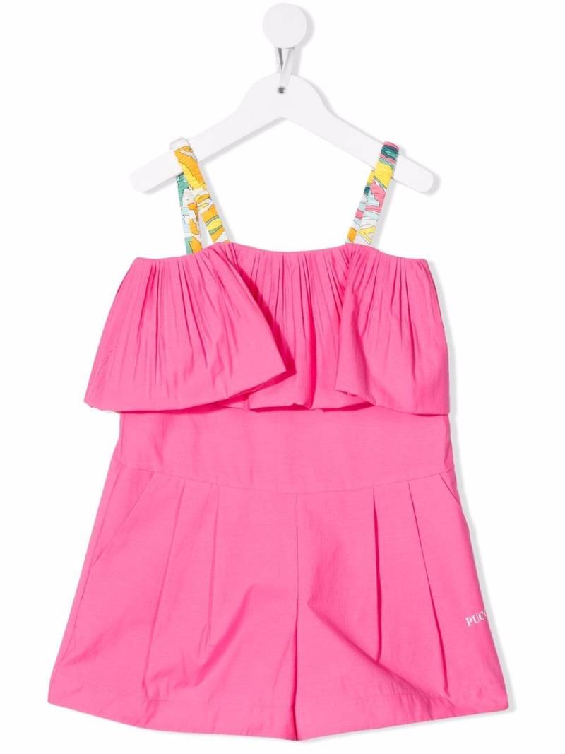 PUCCI Junior contrast-straps ruffled playsuit - Pink von PUCCI Junior