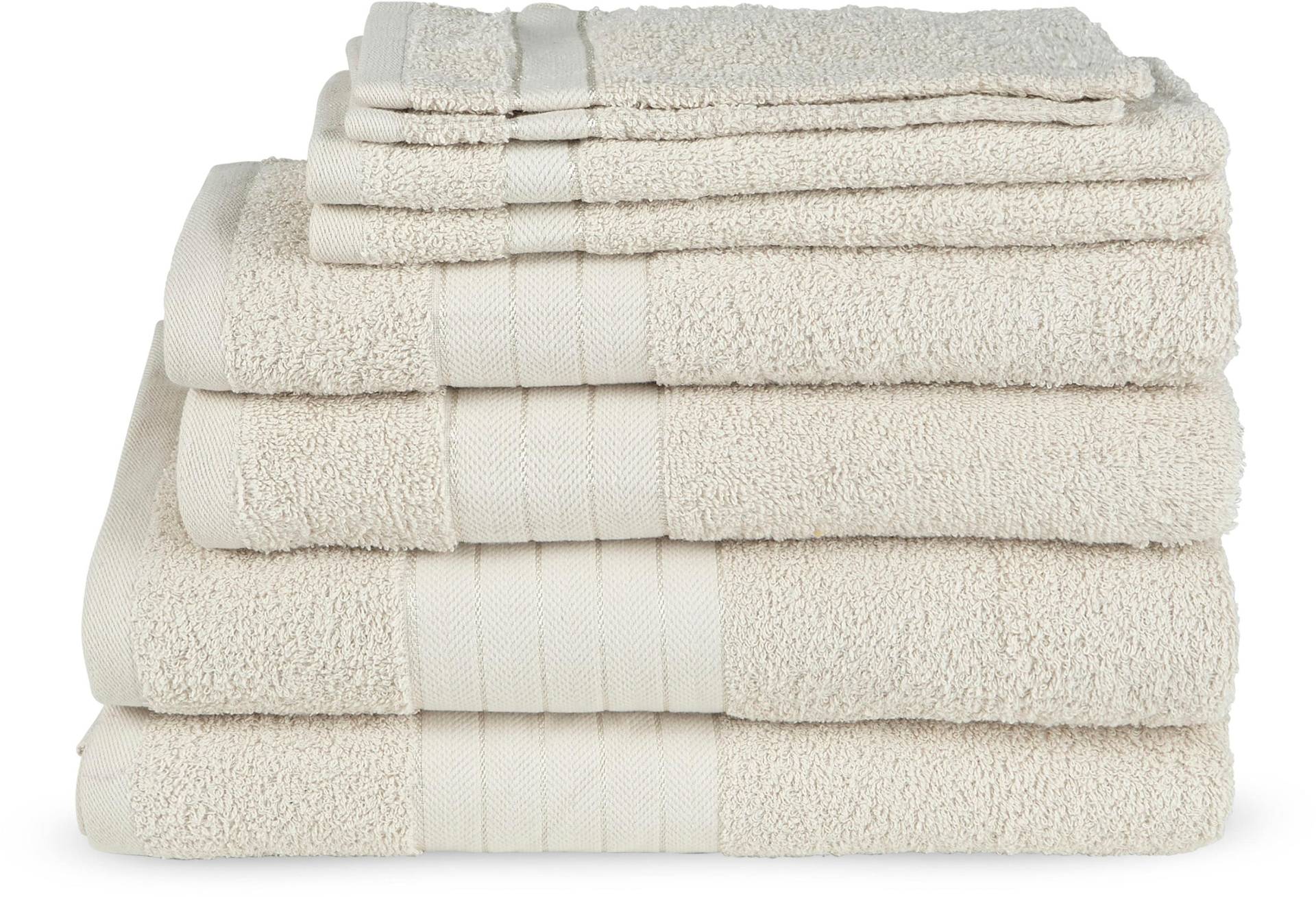 Emotion Handtuch Set »Uni«, (8 St., 2 Badetücher-2 Gästetücher-2 Handtücher 5-2 Waschlappen), Baumwolle, Walkfrottee, Bordüre, 500 GSM, Einfarbig, ohne Aufhängung von Emotion