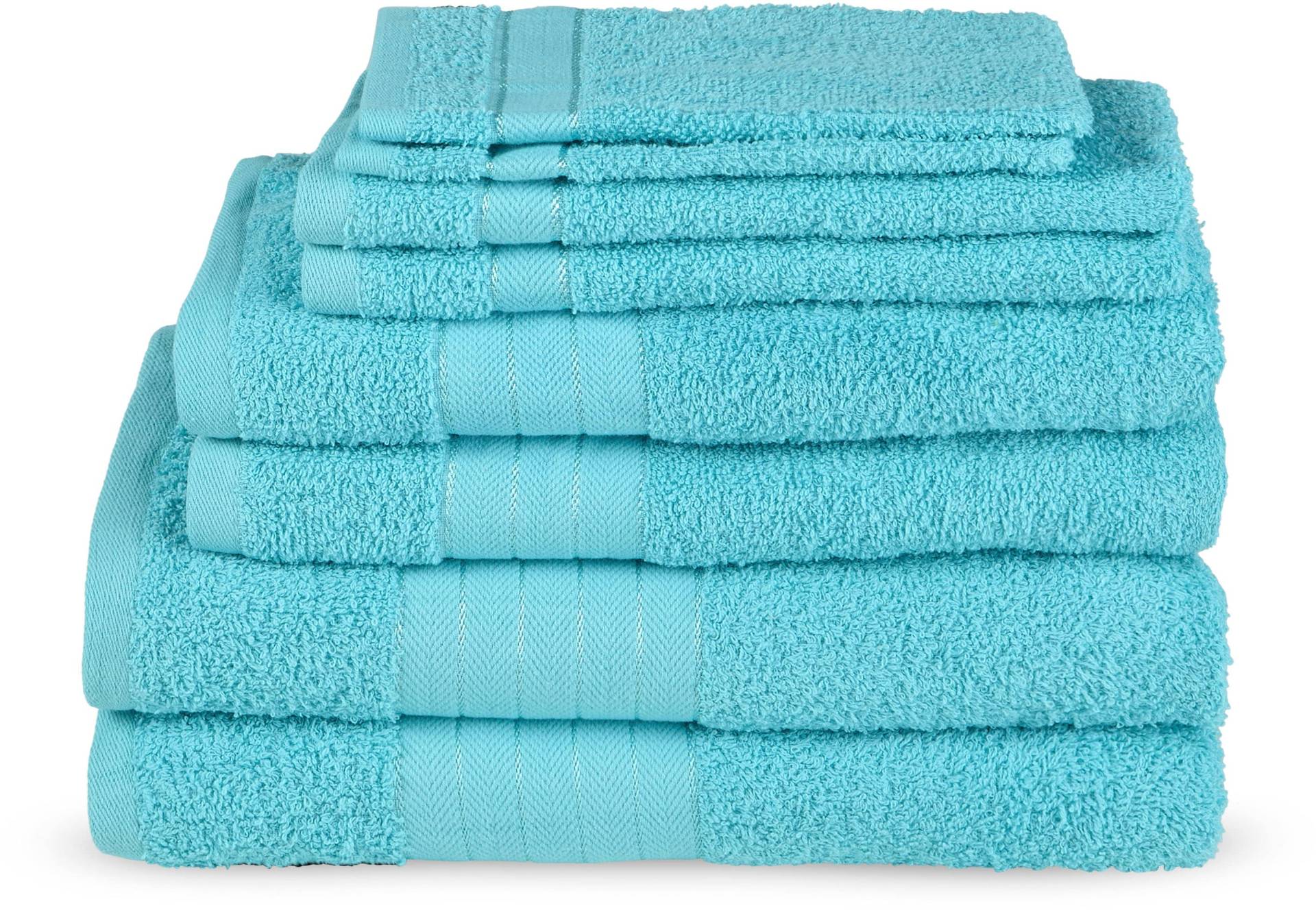 Emotion Handtuch Set »Uni«, (8 St., 2 Badetücher-2 Gästetücher-2 Handtücher-2 Waschlappen), Baumwolle, Walkfrottee, Bordüre, 500 GSM, Einfarbig, ohne Aufhängung von Emotion